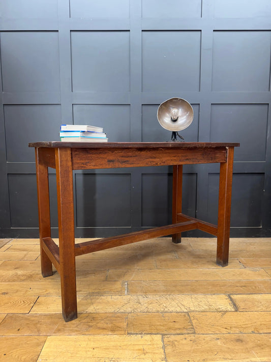 Vintage School Lab Bench Iroko Top Beech Frame Kitchen Island Prep Table Desk