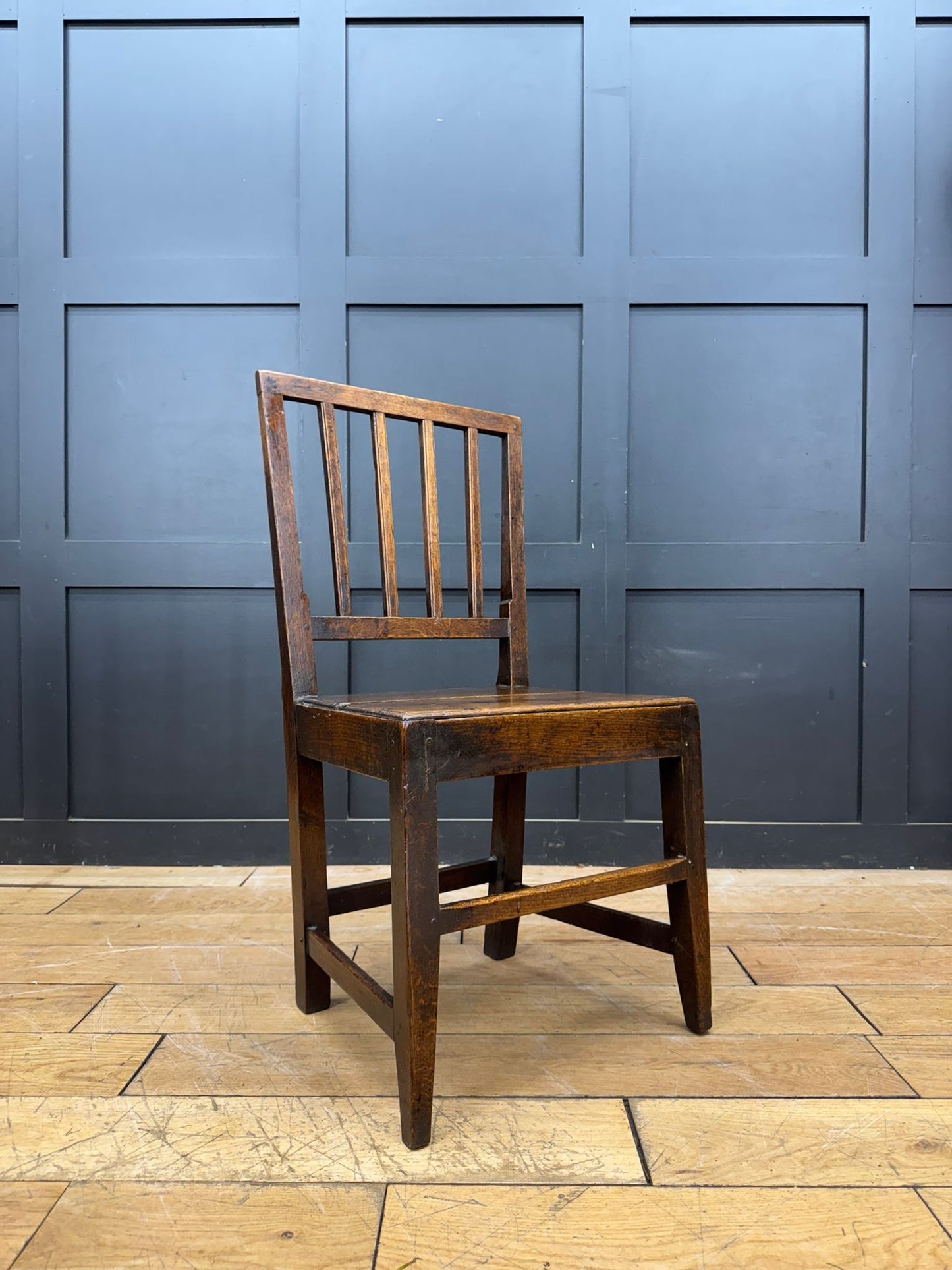 Antique Victorian Oak Slat Back Chair Country Primitive Kitchen Hall