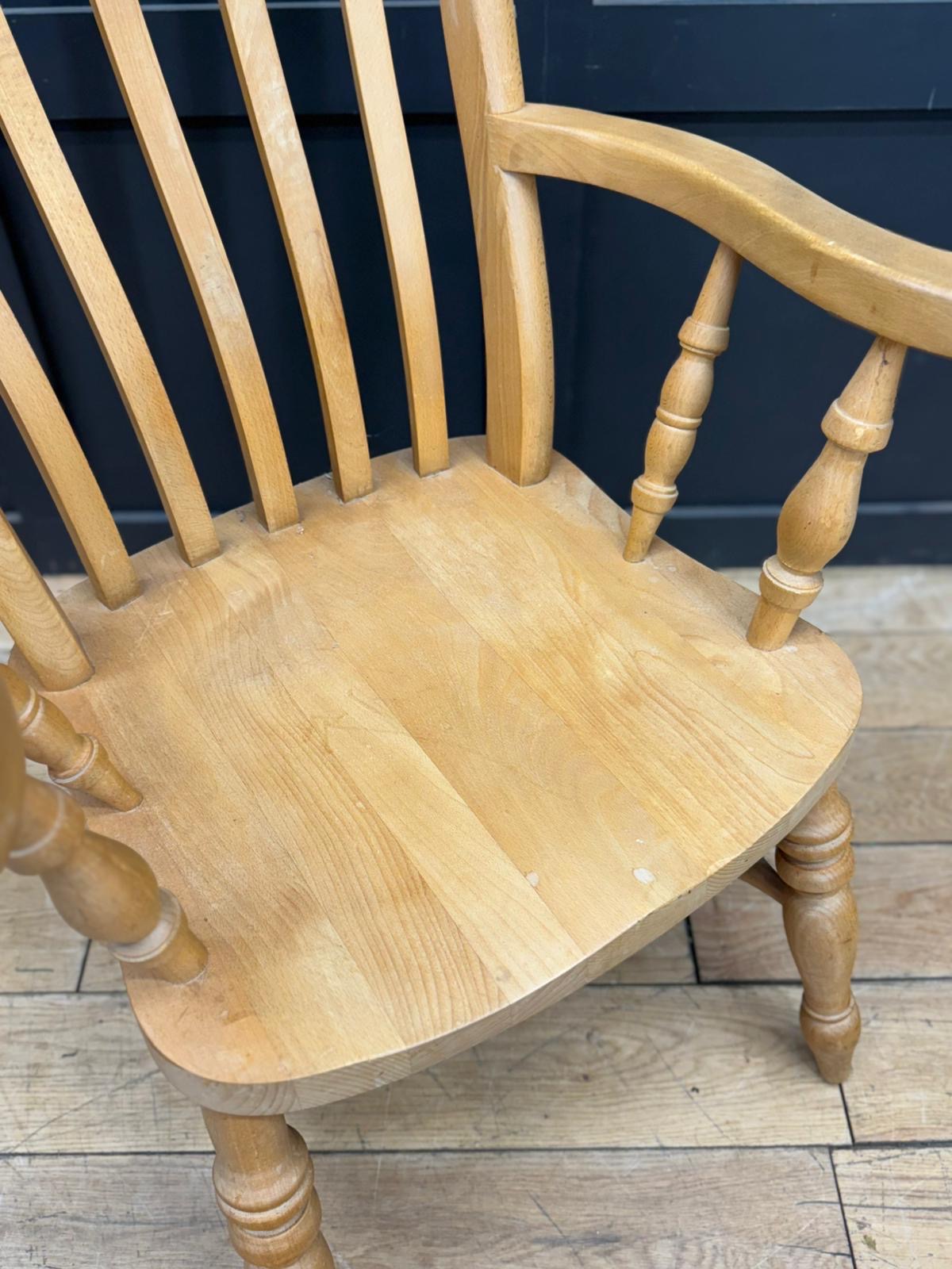 Preloved Farmhouse Beech Windsor Armchair / Kitchen Fireside Chair