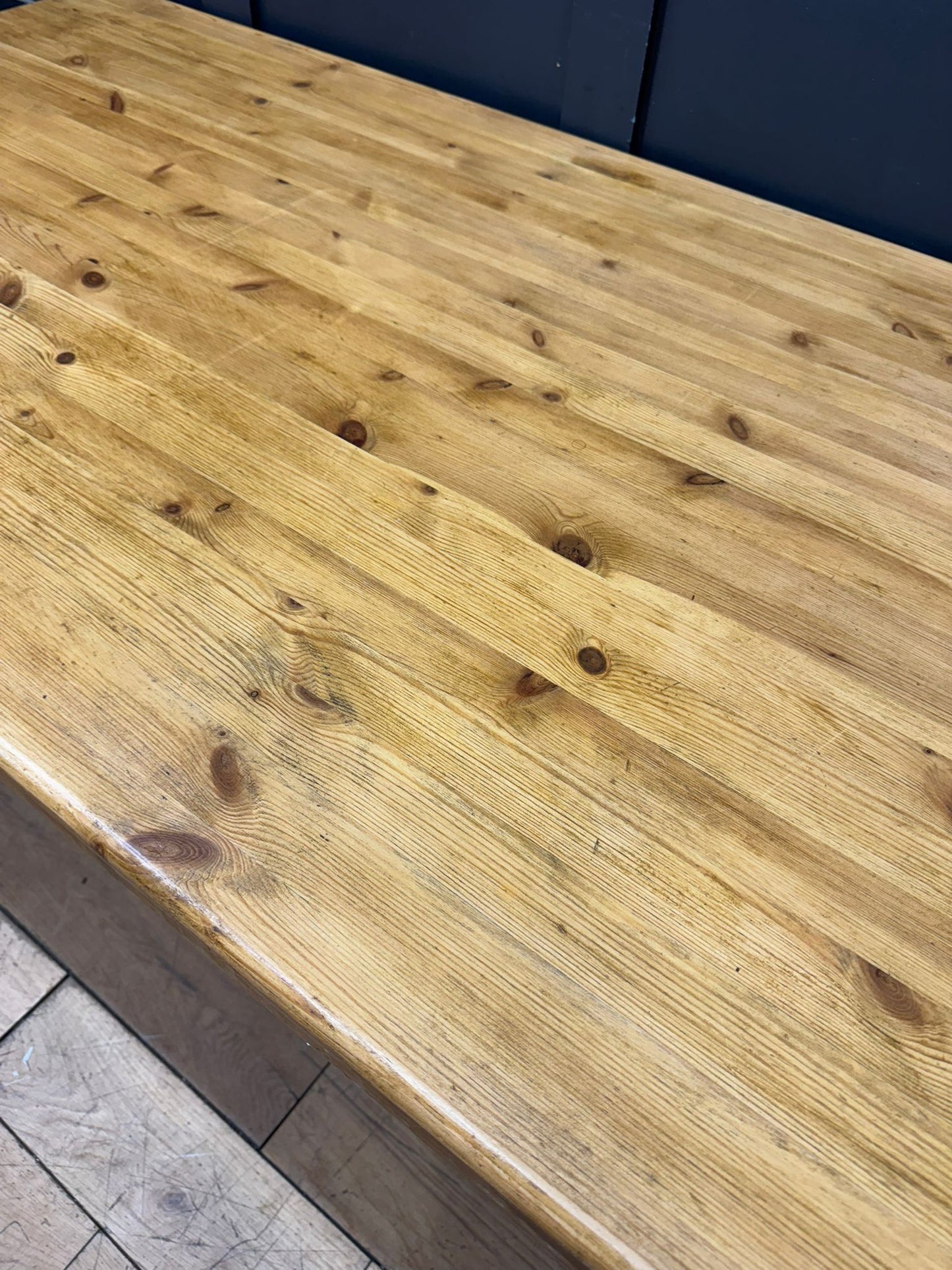 Large Vintage Pine Table  / Farmhouse Dining Table / Rustic Kitchen Table 6-8