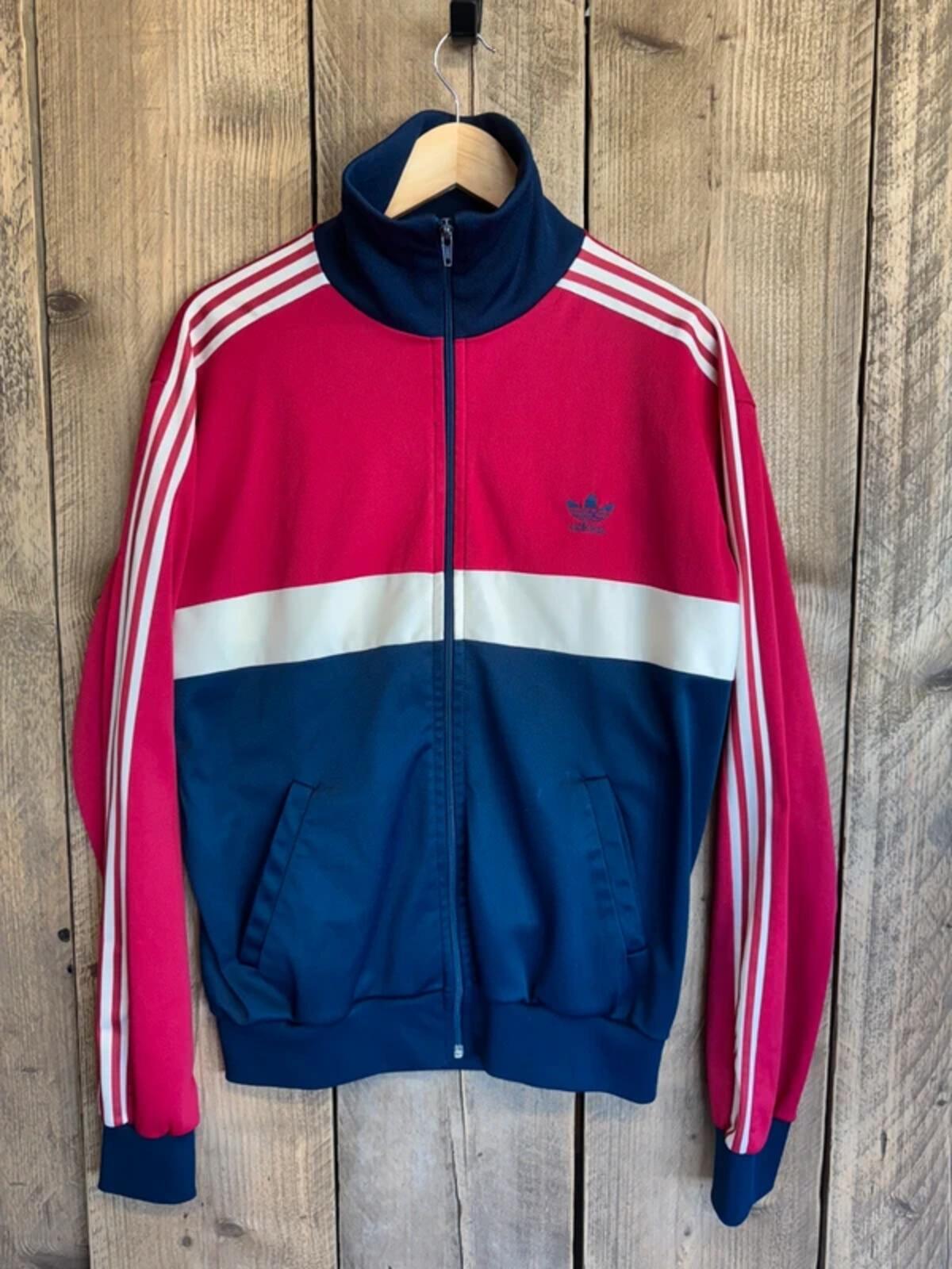 Vintage adidas Ventex Tracksuit Top Jacket Made In France Trefoil 80s Large #350