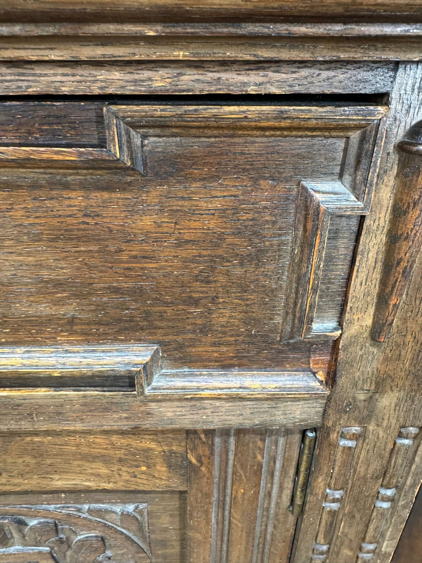 Large Antique Oak Court Cupboard / Victorian Carved Cabinet Sideboard