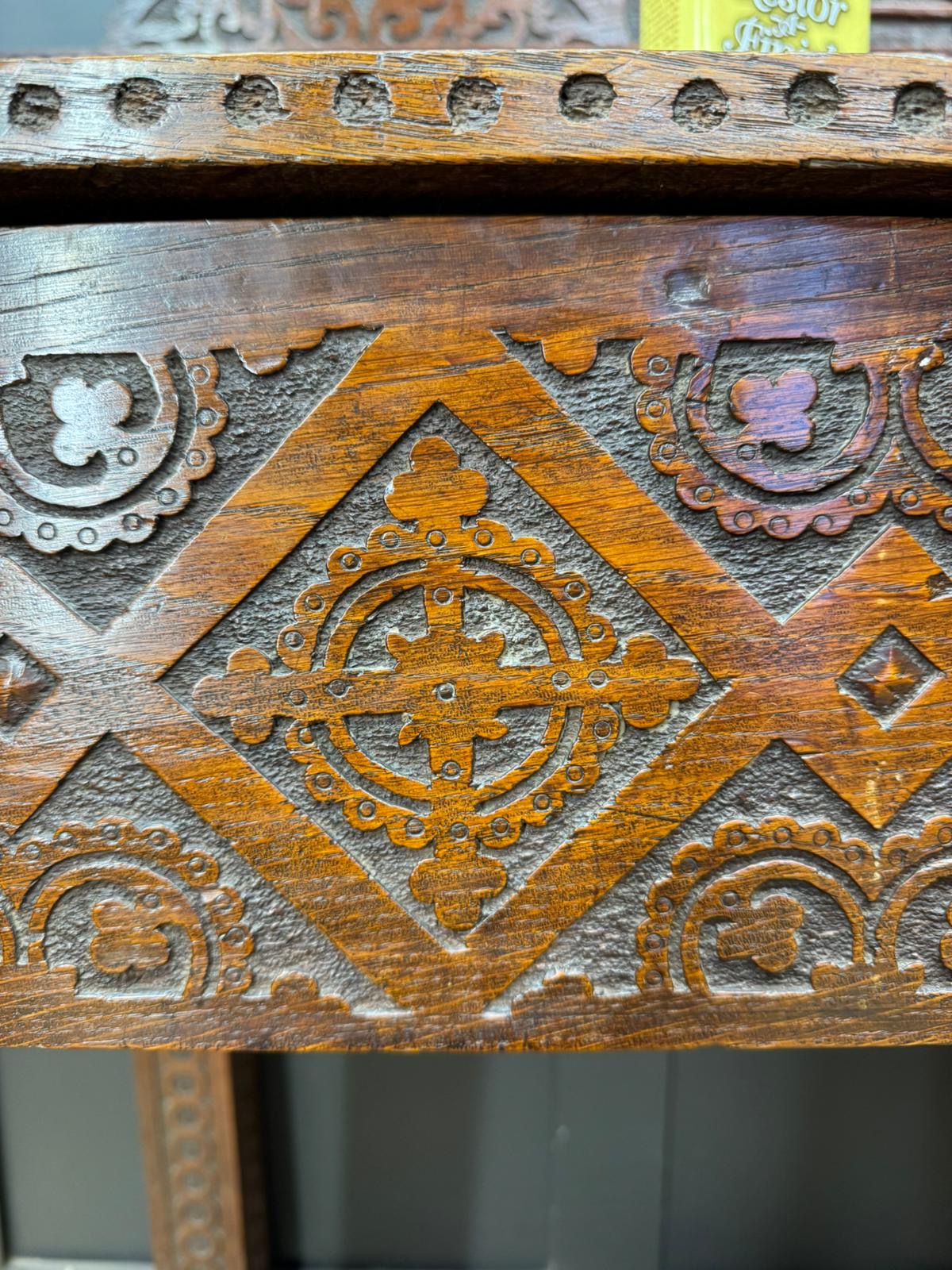 Antique Anglo-Indian Carved Oak Hall Table / Antique Console Side Table