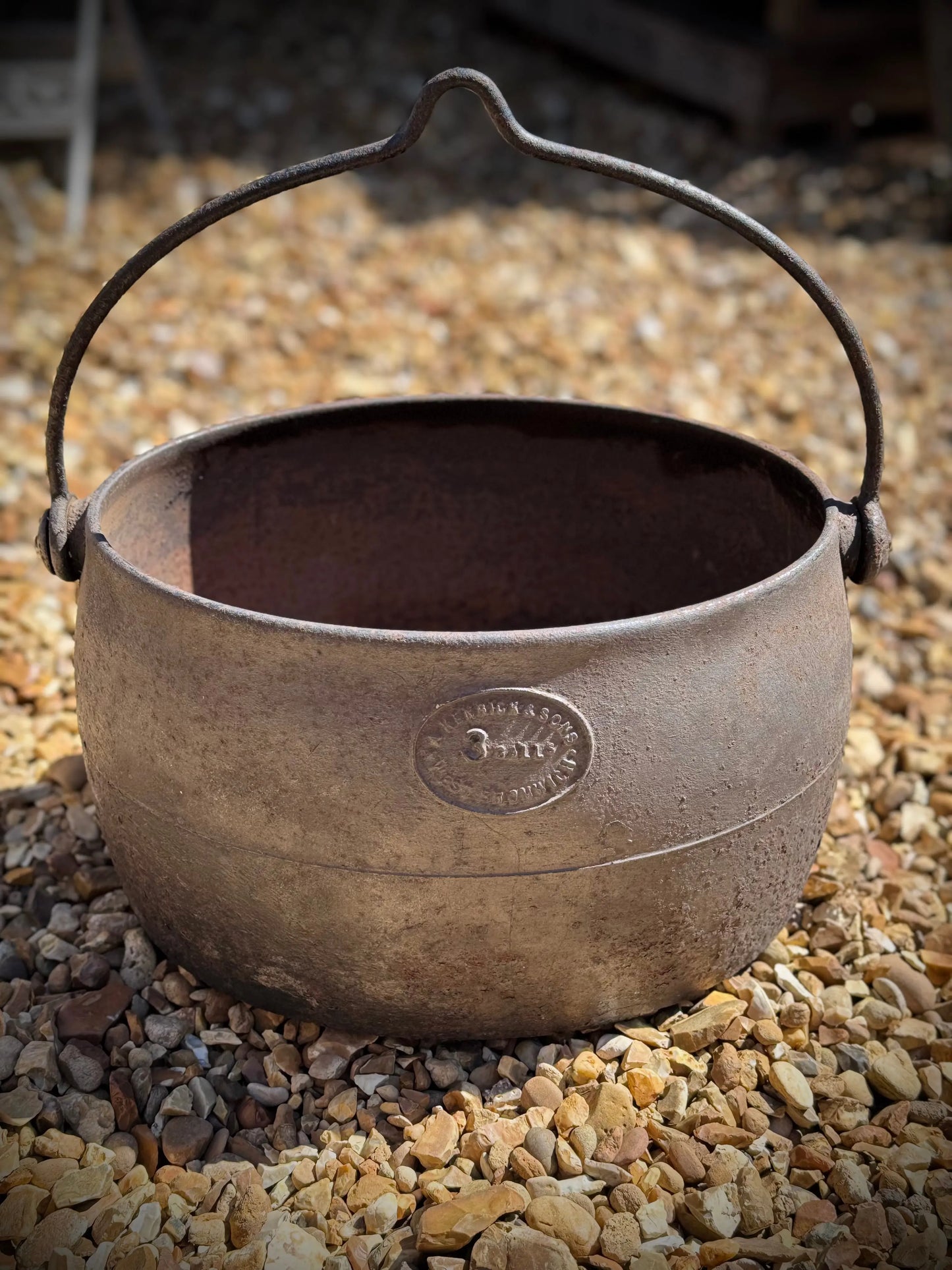 Antique Cast Iron Cauldron Pot 3 Gallon A.Kendrick & Sons West Bromwich Planter Log Holder RUSTIC WAREHOUSE NORFOLK