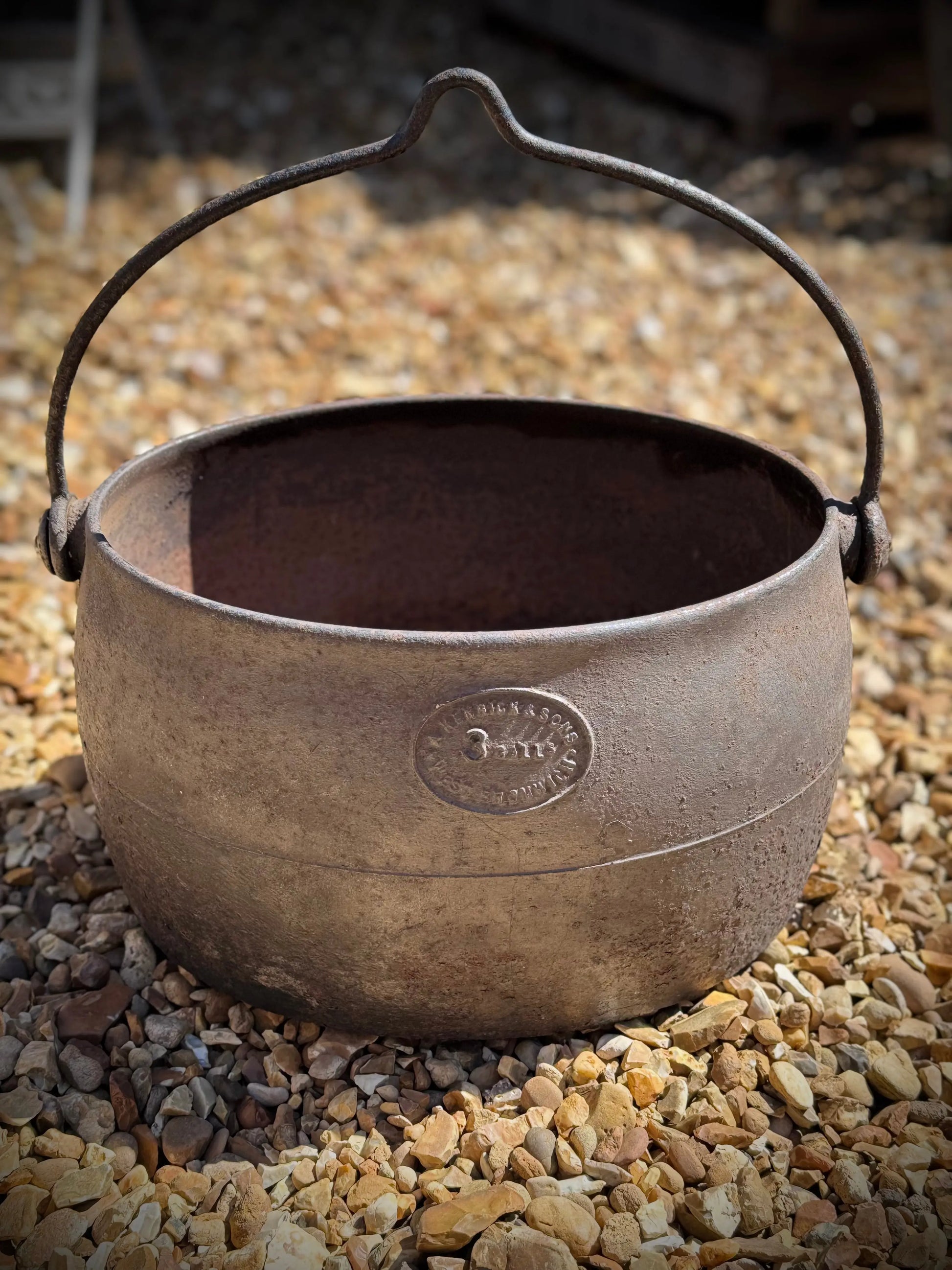 Antique Cast Iron Cauldron Pot 3 Gallon A.Kendrick & Sons West Bromwich Planter Log Holder RUSTIC WAREHOUSE NORFOLK
