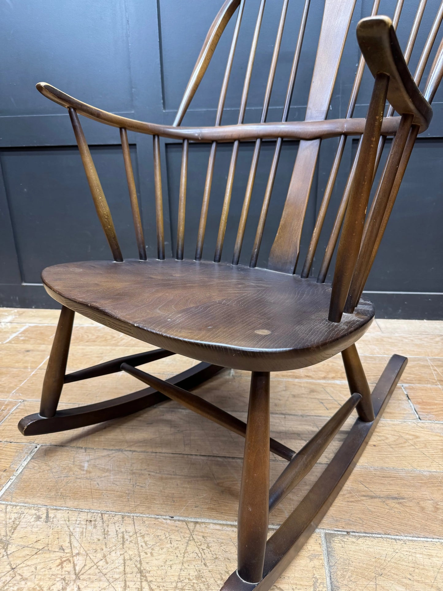 Ercol Windsor Rocking Chair Vintage Elm Beech Armchair Rocker 473