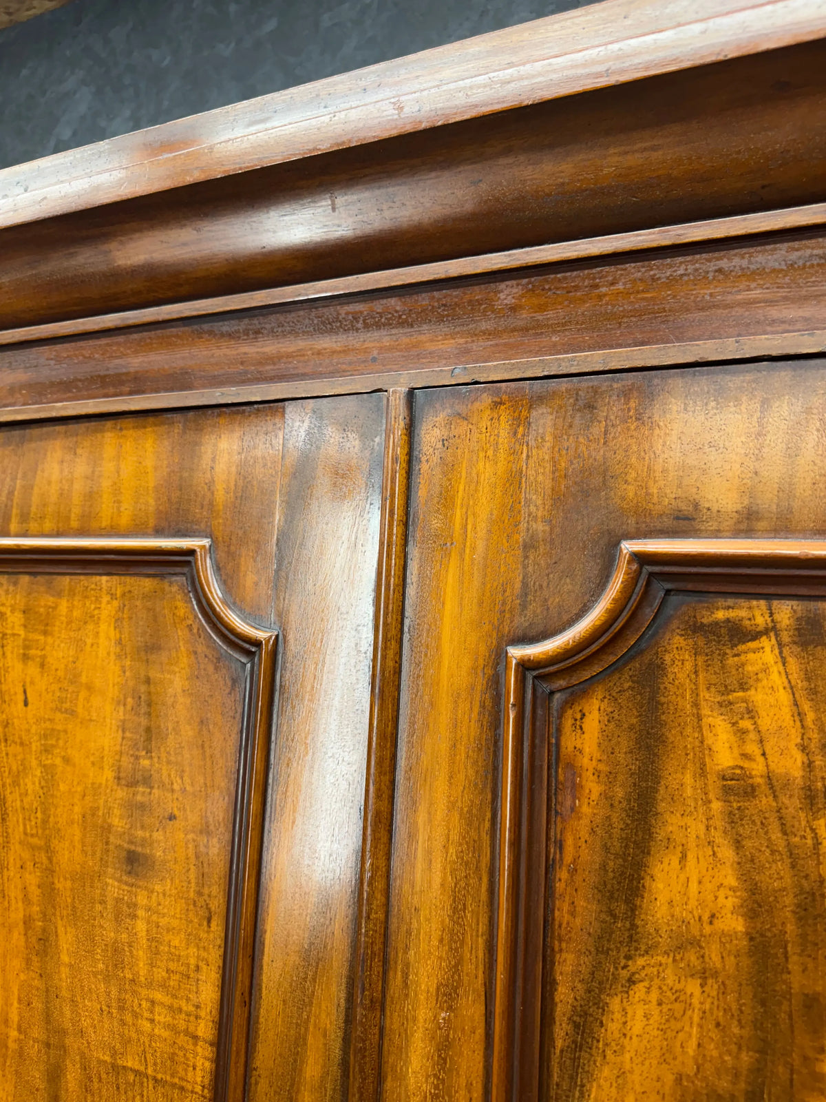 Antique Victorian Flame Mahogany Double Wardrobe Armoire Linen Cupboard Drawer