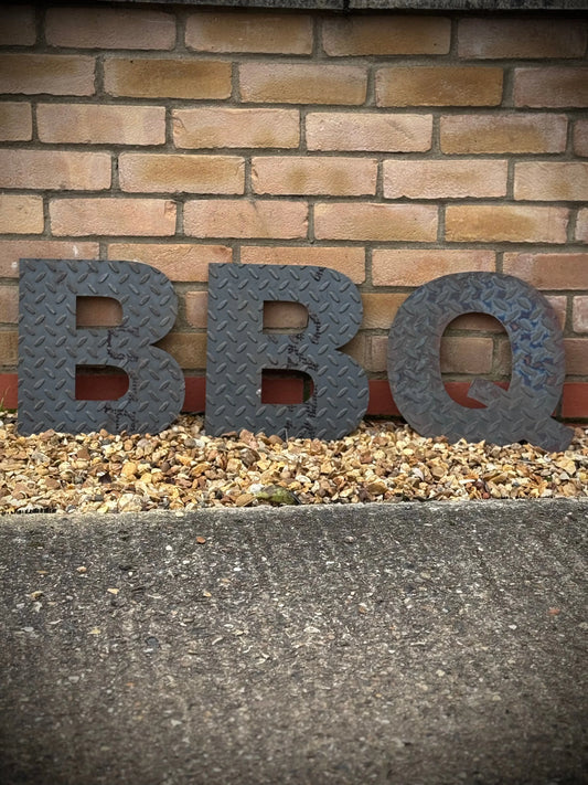BBQ Steel Lettering 12 inch RUSTIC WAREHOUSE NORFOLK