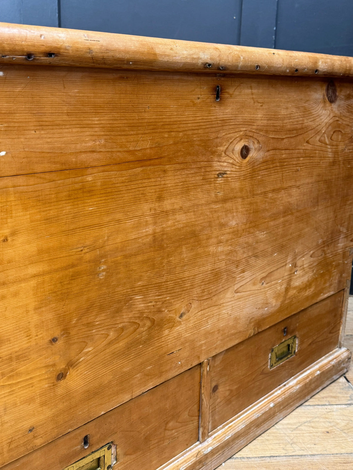 Antique Victorian Pine Mule Chest Blanket Box Storage Trunk Drawers TV Stand