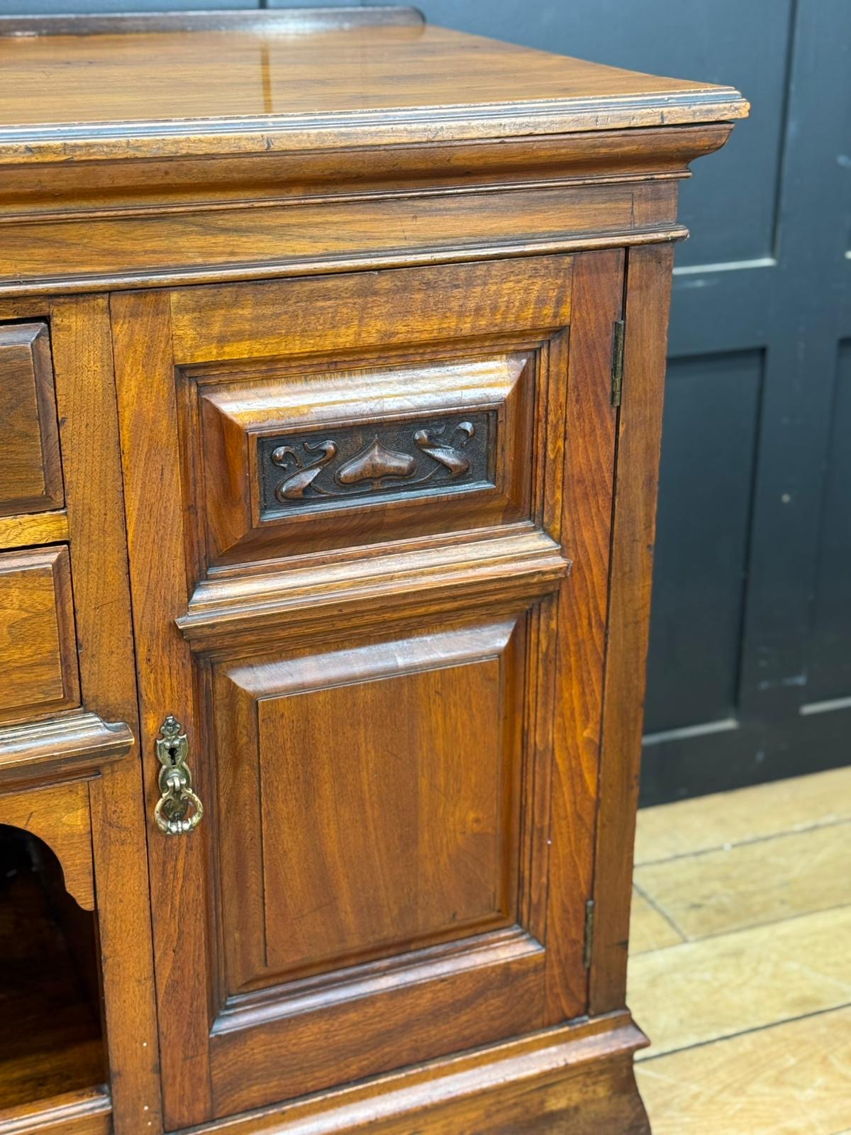 Antique Walnut Sideboard – Art Nouveau Cabinet with Drawers Cupboard TV Unit