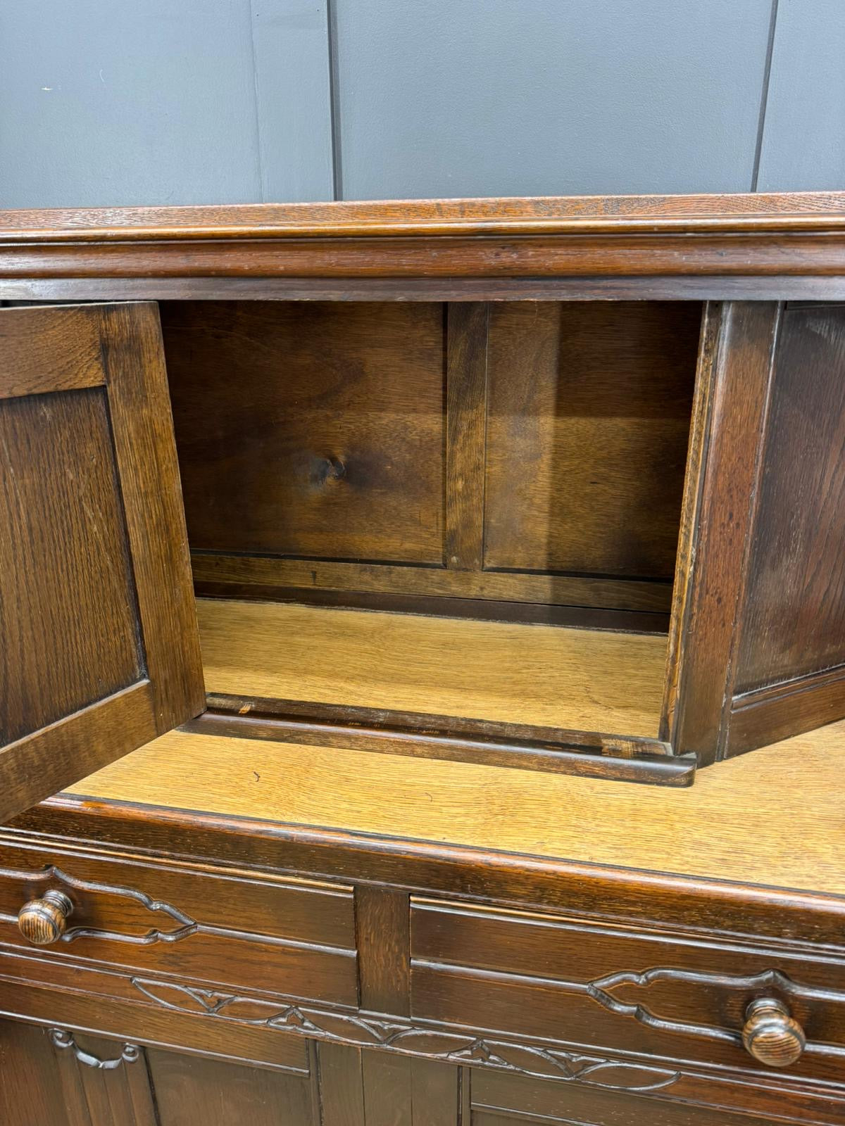 Antique Oak Court Cupboard Sideboard Cabinet Cupboard Drawers Storage Home Bar