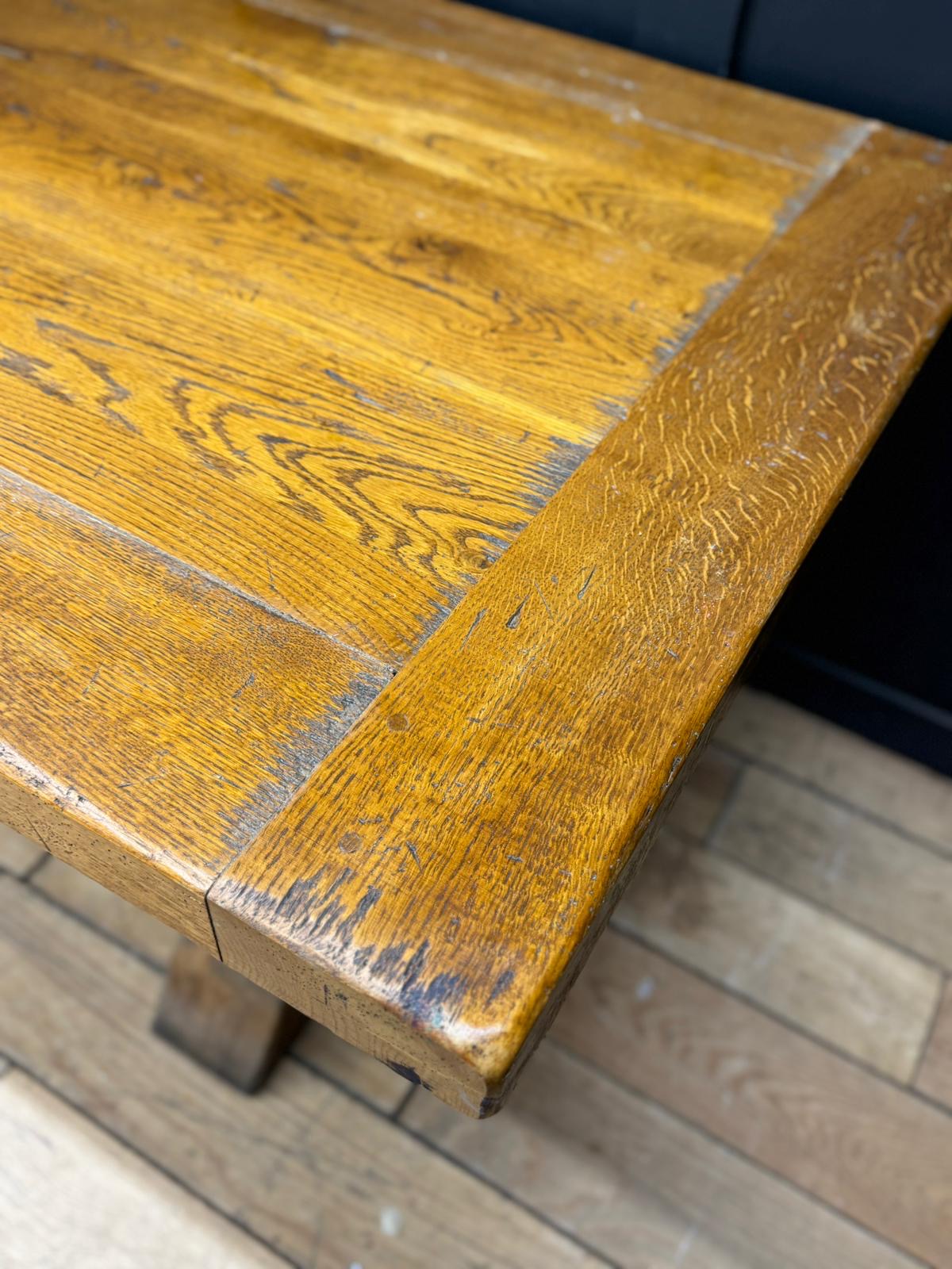 Rustic Oak Refectory Dining Table Large Farmhouse Kitchen Trestle Table