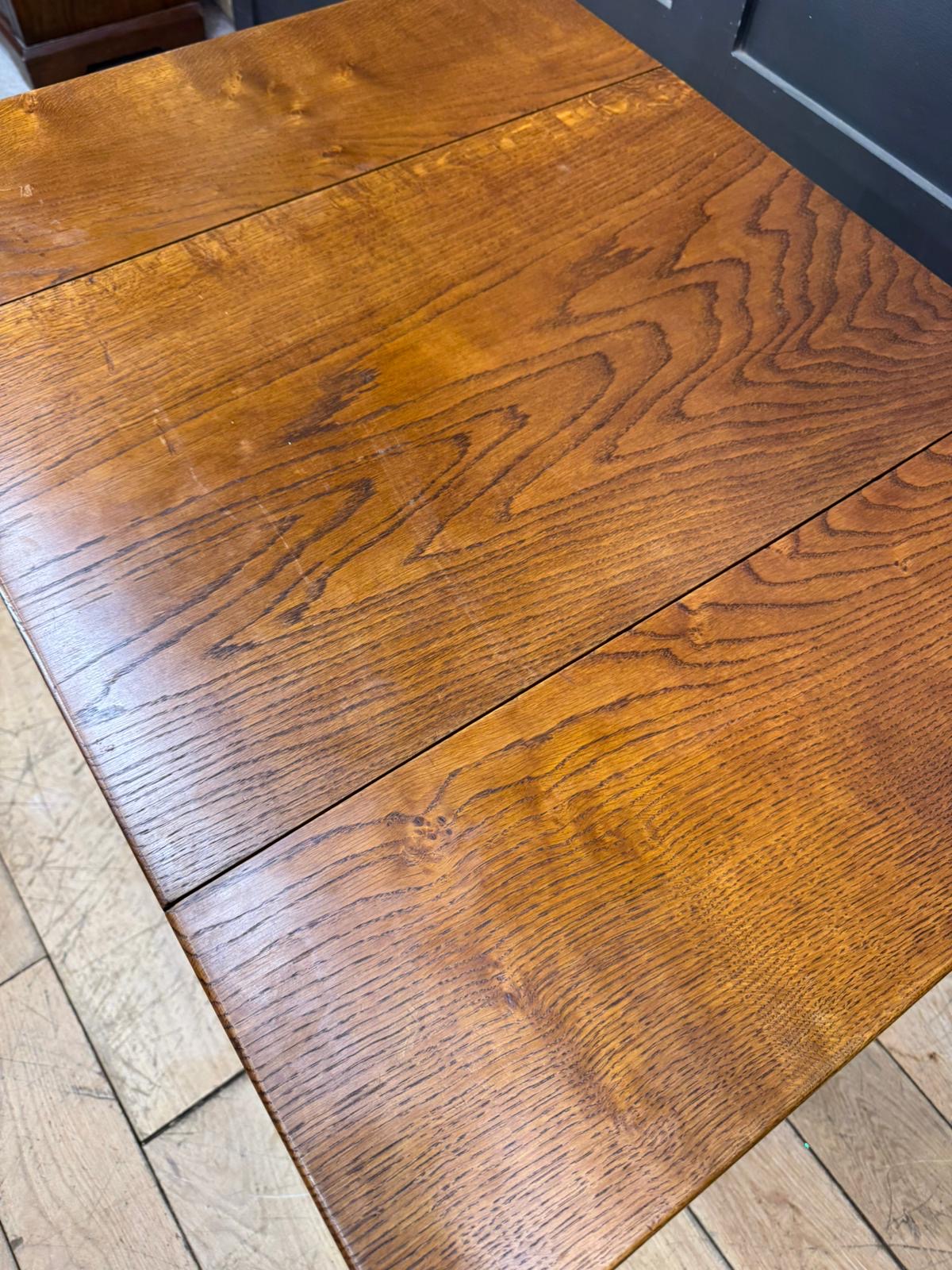 Antique Solid Oak Drop-Leaf Table with Shelf Ideal Kitchen Island or Work Table