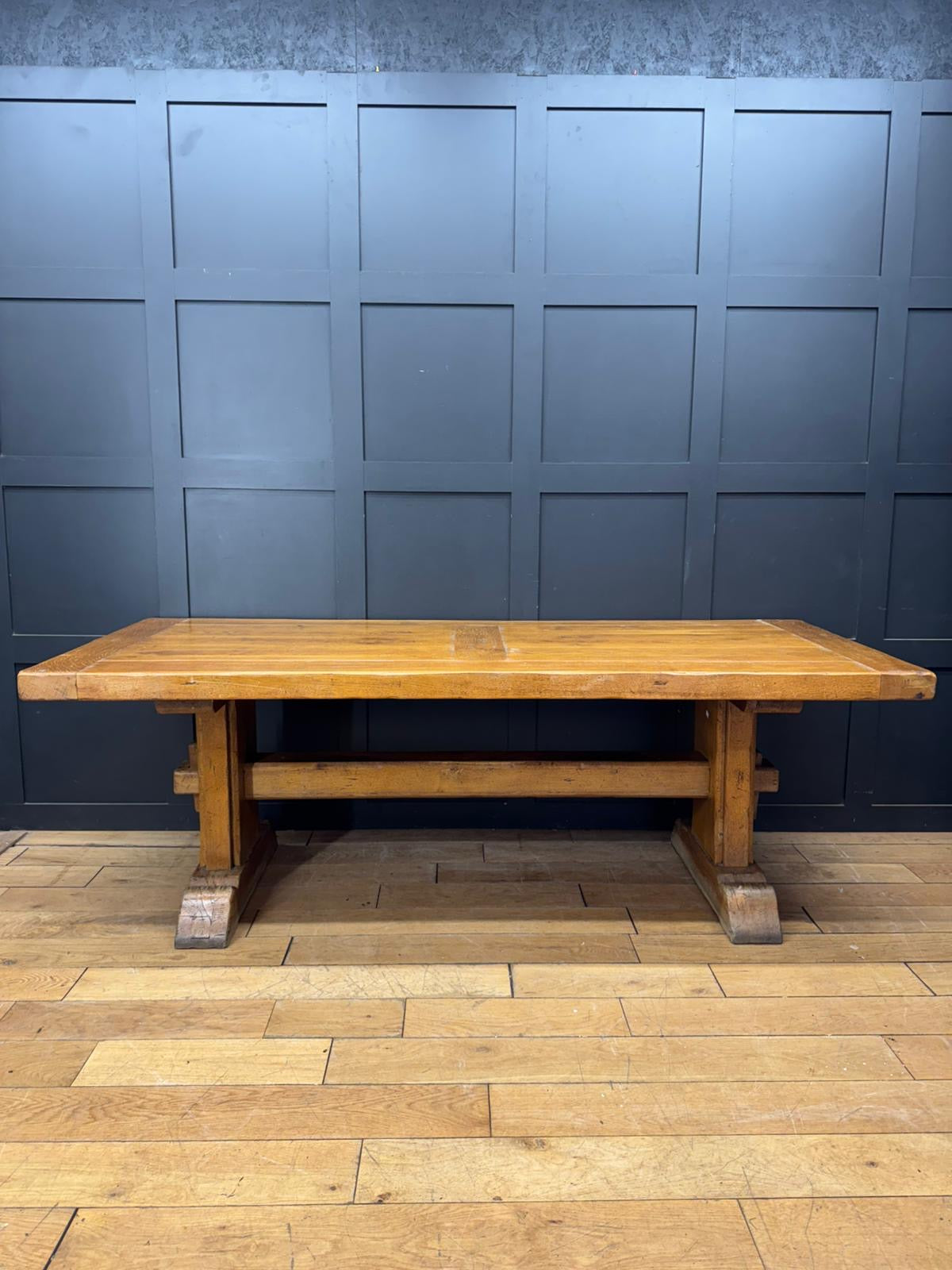 Rustic Oak Refectory Dining Table Large Farmhouse Kitchen Trestle Table