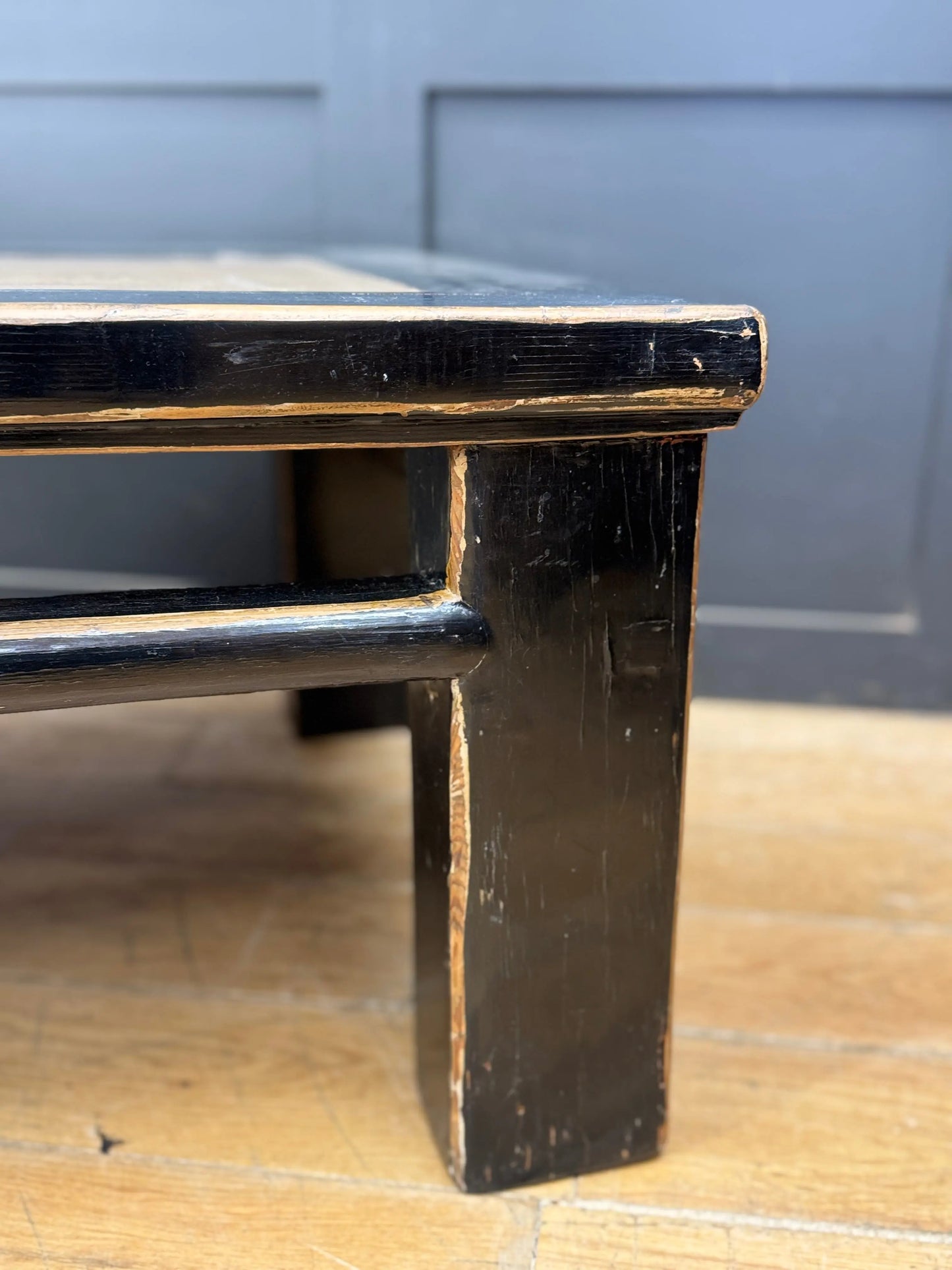 Vintage Chinese Black Lacquer Kang Coffee Table Low Oriental Table