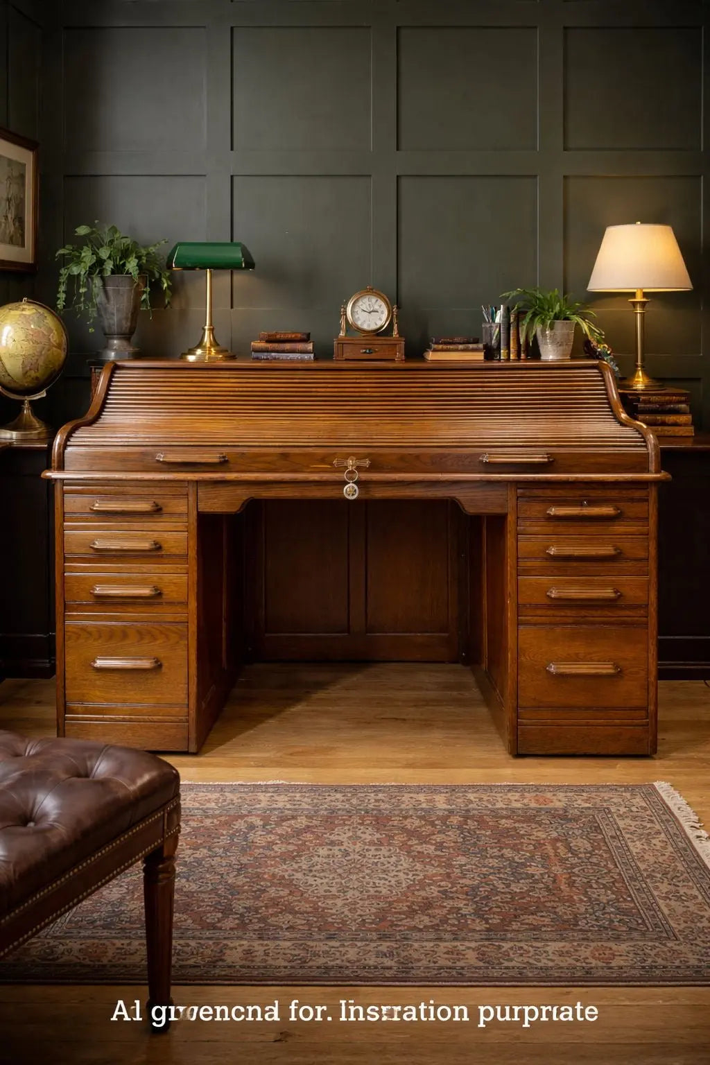 Edwardian Oak Roll Top Pedestal Desk Writing Desk With Fitted Interior RUSTIC WAREHOUSE NORFOLK