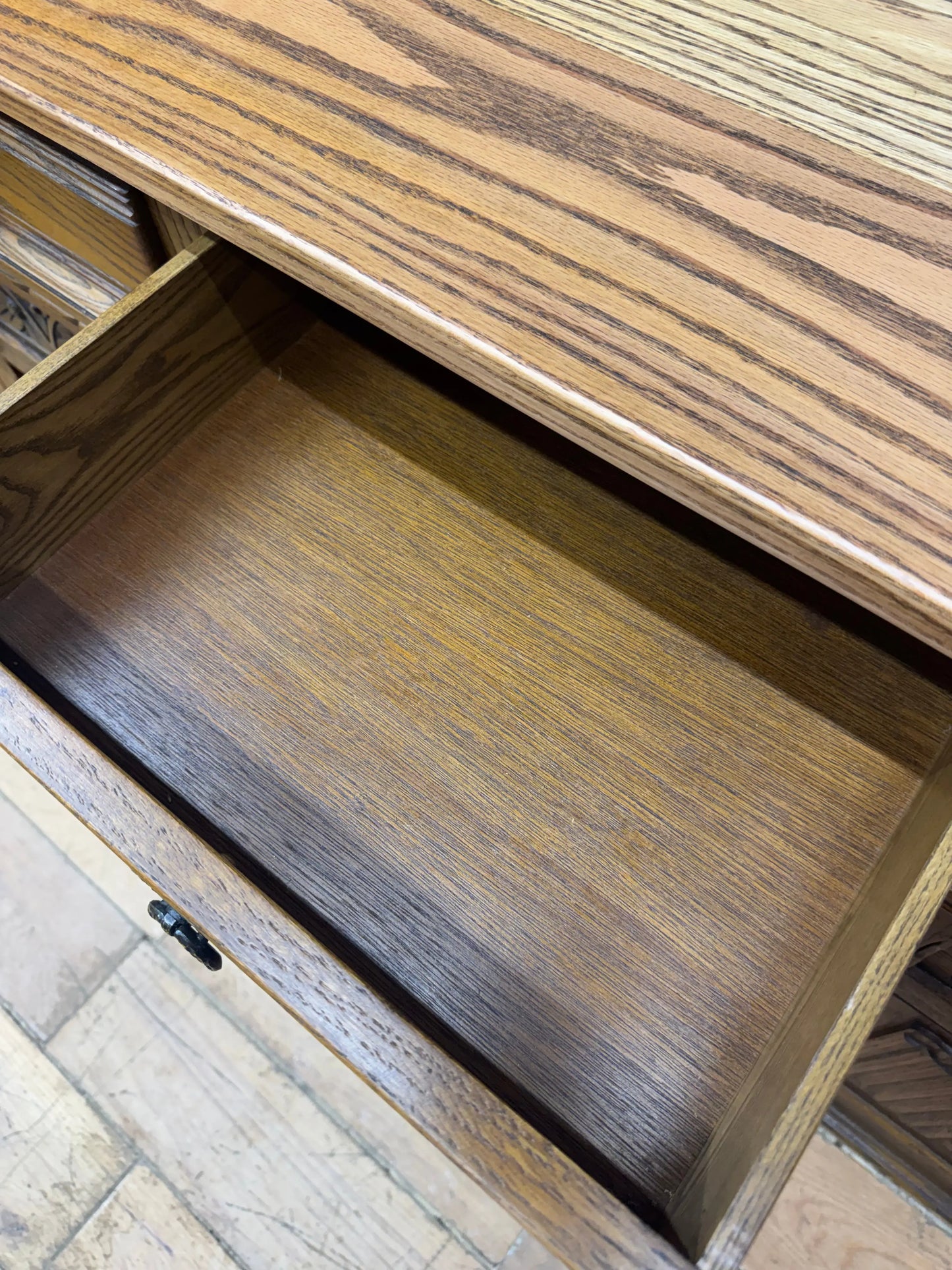 Old Charm Oak Sideboard Large Vintage Carved Cupboard Dresser Cabinet TV Stand
