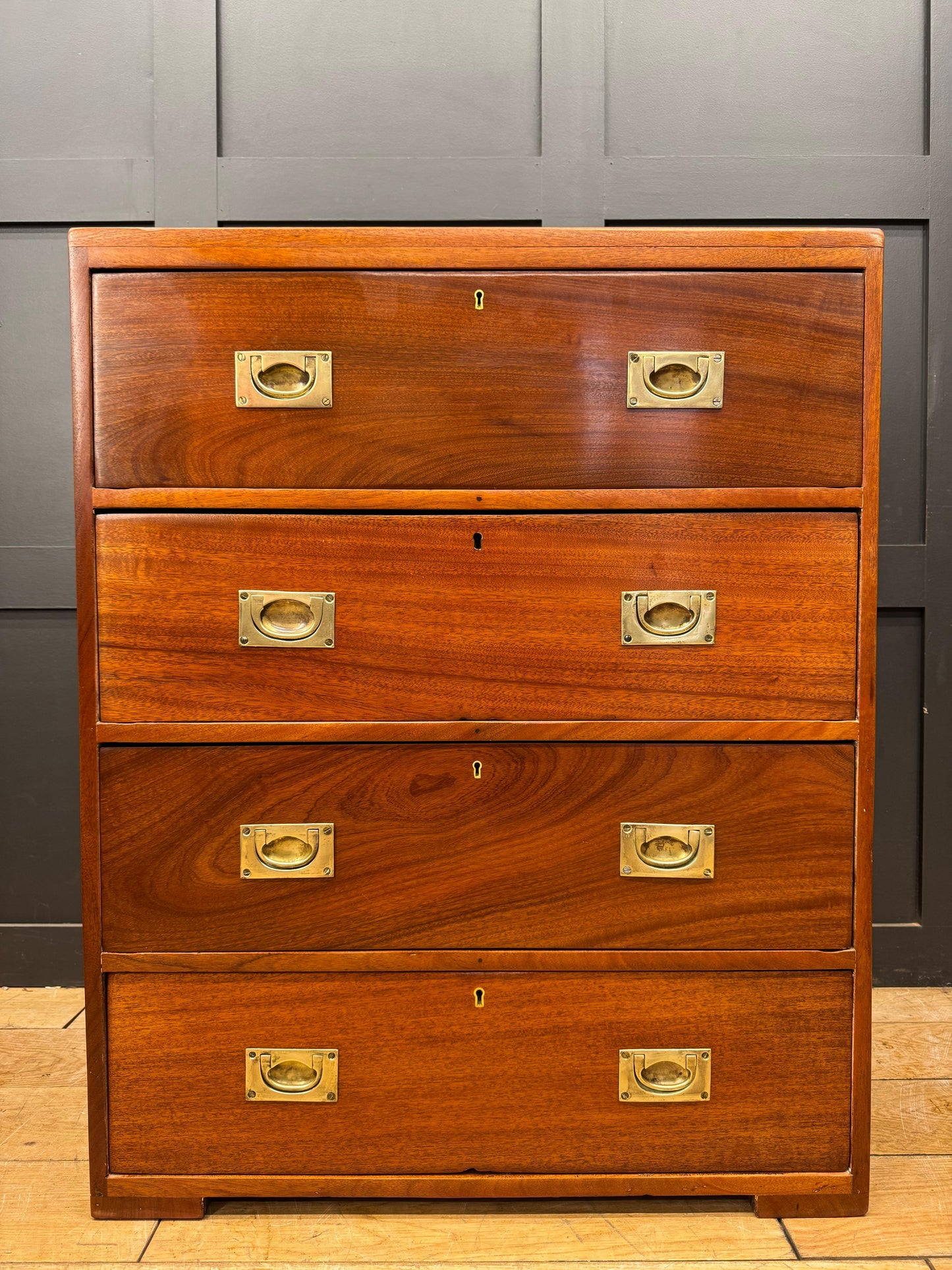 Antique Campaign Military Chest of Drawers Solid Mahogany Ship Drawers