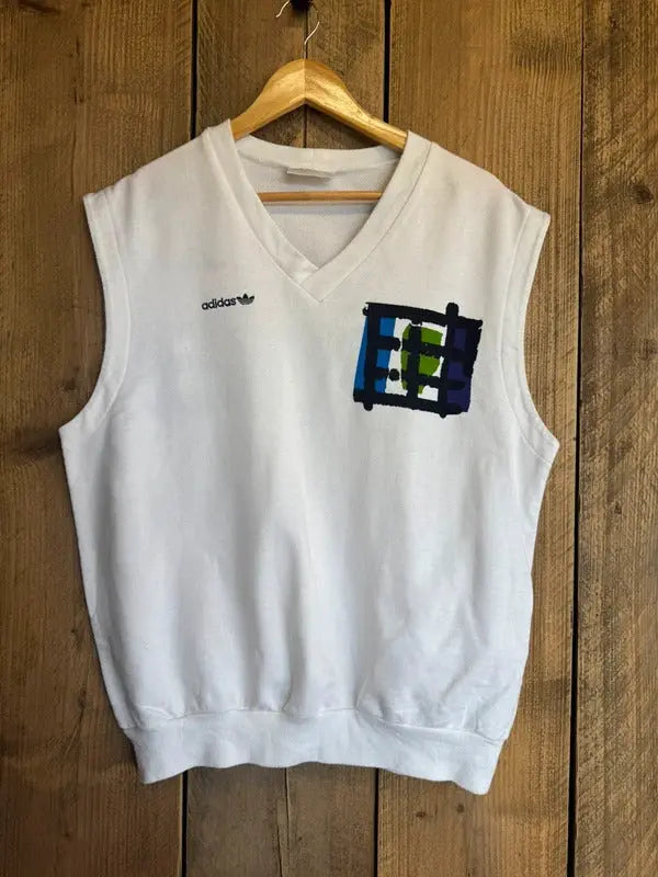 Vintage Adidas Stefan EdBerg sleeveless Jumper Tank Top Large #601