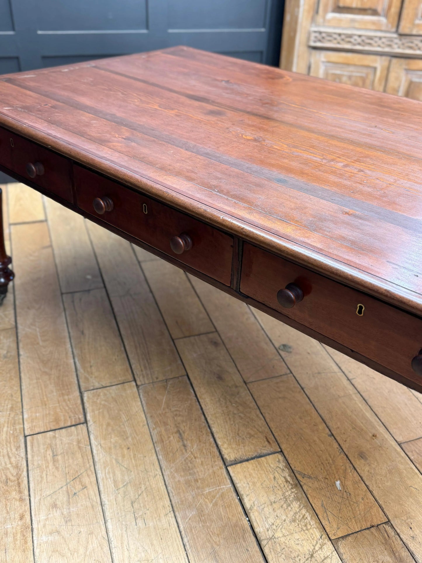 Antique Victorian Mahogany Library Table Desk Kitchen Dining Table With Drawers RUSTIC WAREHOUSE NORFOLK