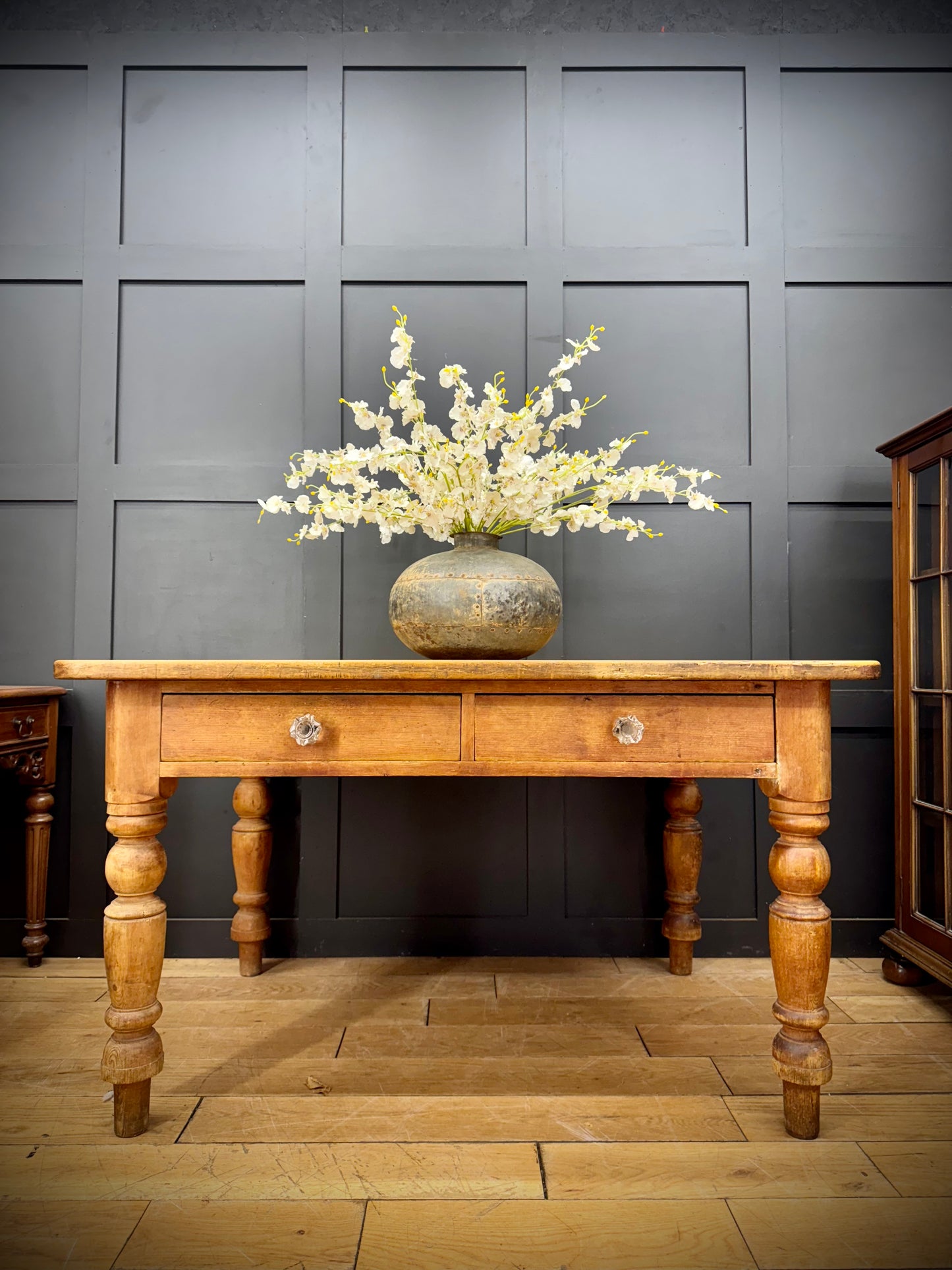 Antique Pine Dining Table Victorian Kitchen Work Table Rustic