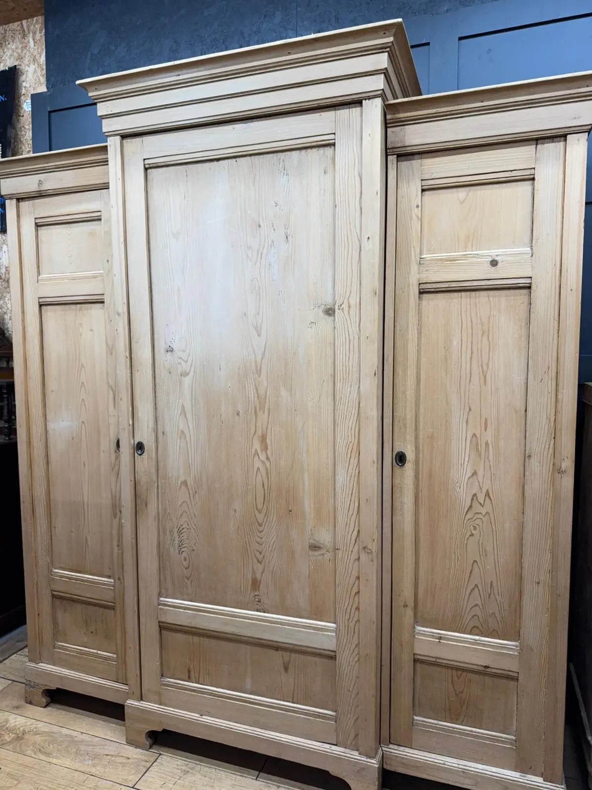 Victorian Pine Triple Wardrobe / Knock-Down Linen Press Style RUSTIC WAREHOUSE NORFOLK