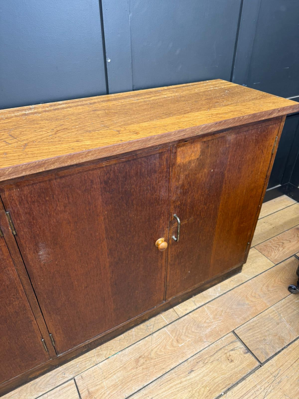 Vintage School Science Cupboard Iroko Top Industrial Mid Century Sideboard