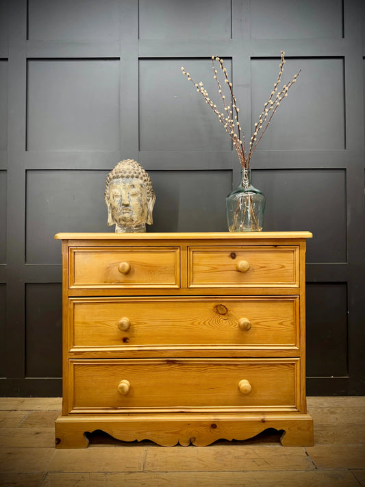 Small Solid Pine Chest of Drawers Rustic Country Farmhouse Bedroom Storage