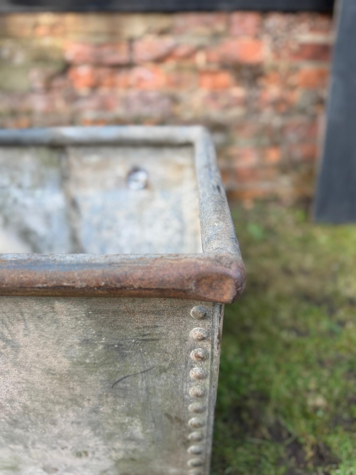 Vintage Long Galvanised Trough Planter /  Raised Bed Fish Pond Plant Tree Pot GG