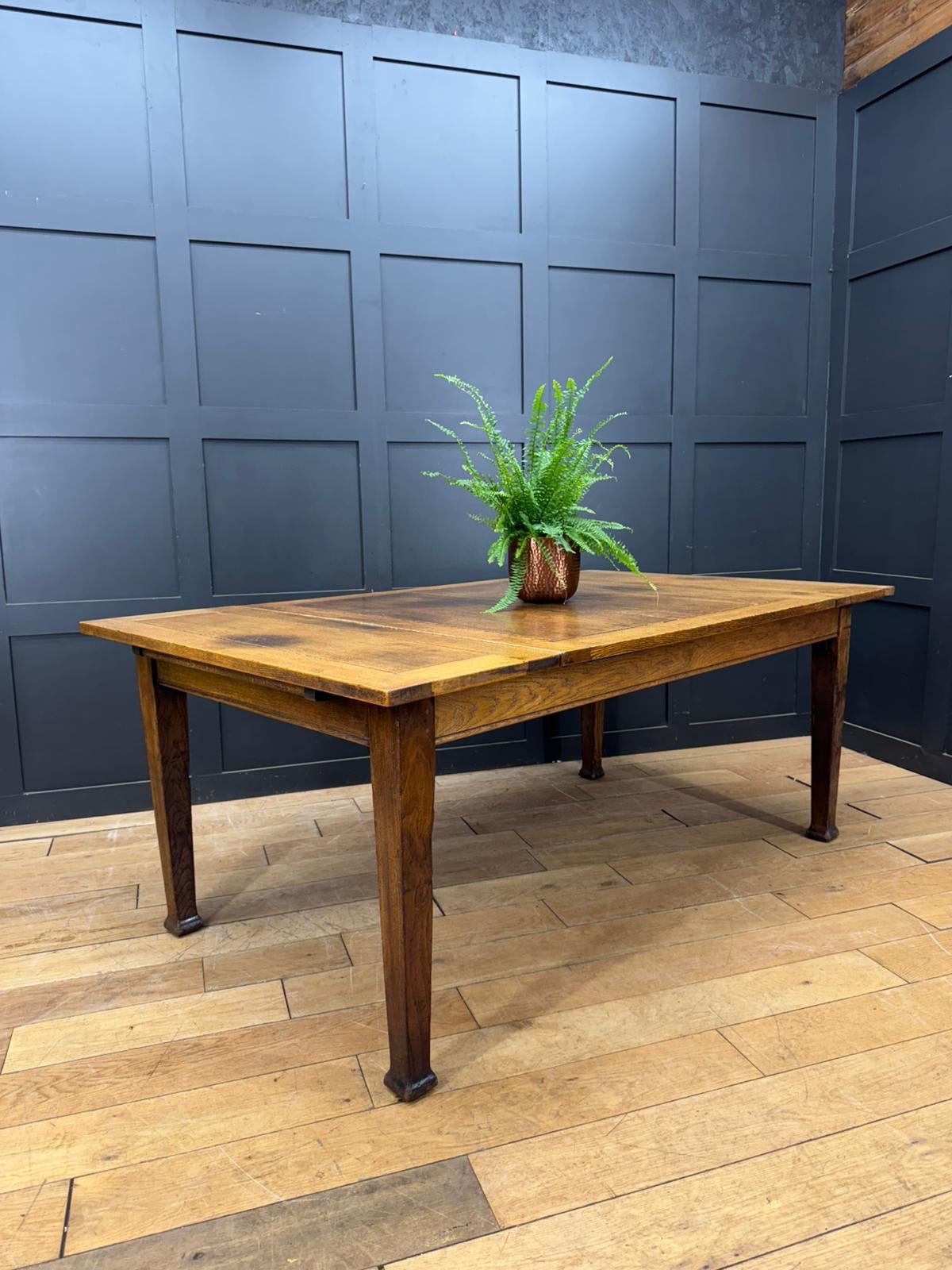 Large Antique Oak Farmhouse Refectory Dining Table Rustic Patina Seats 6-8