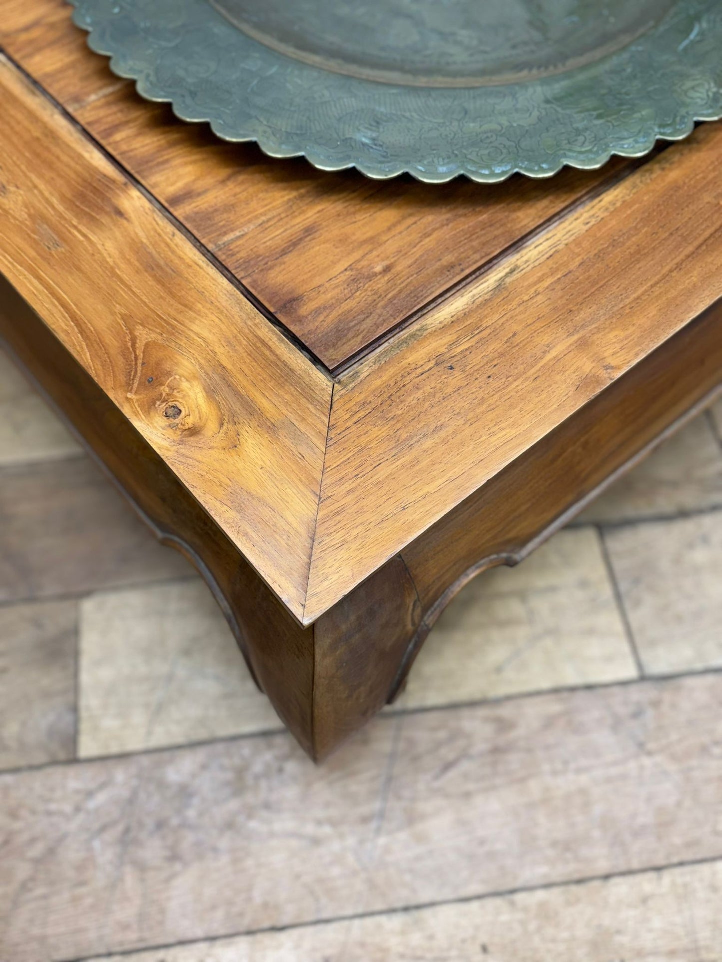 Large Vintage Elm Kang Coffee Table – Low Eastern Supper Table