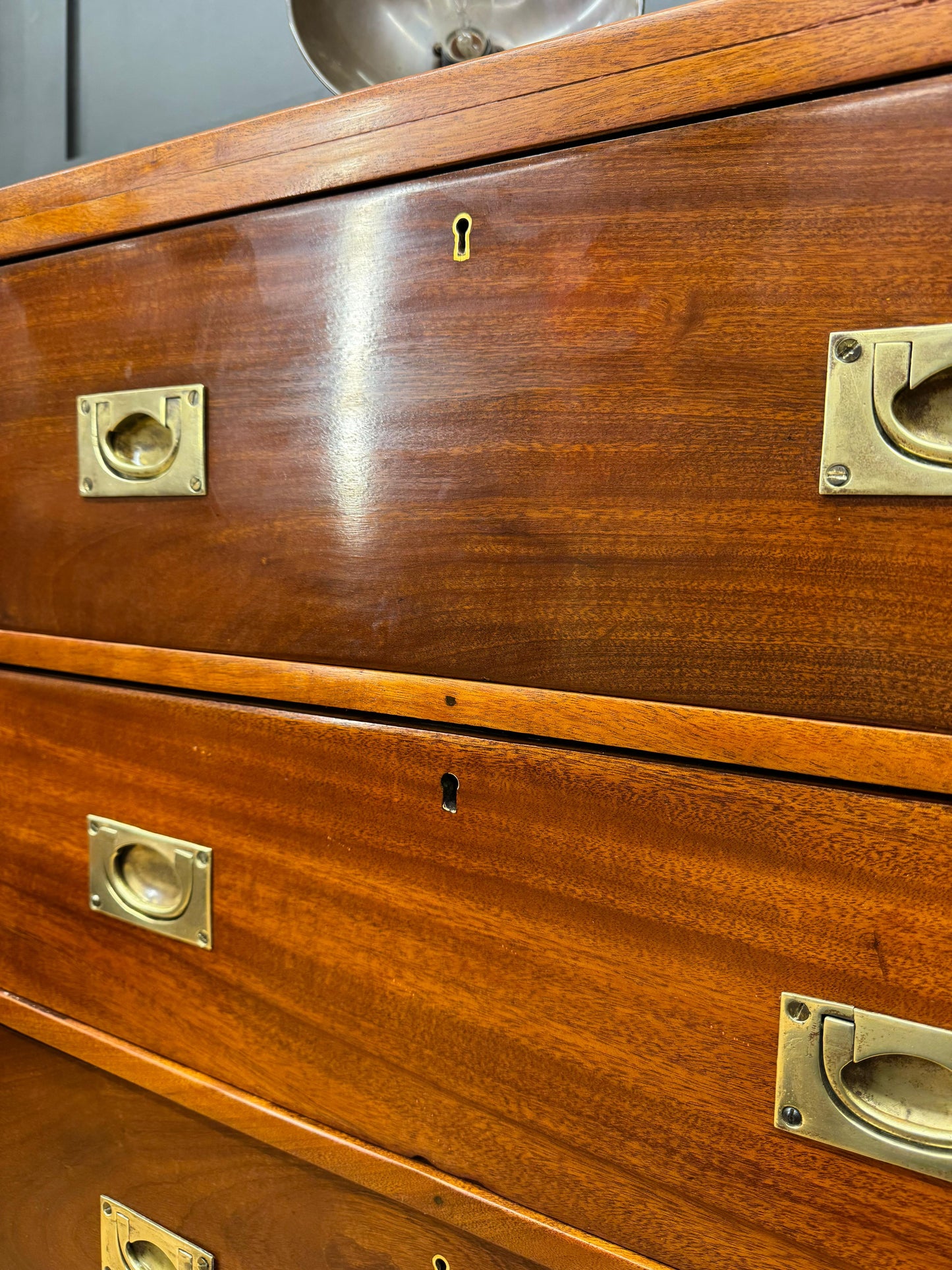 Antique Campaign Military Chest of Drawers Solid Mahogany Ship Drawers