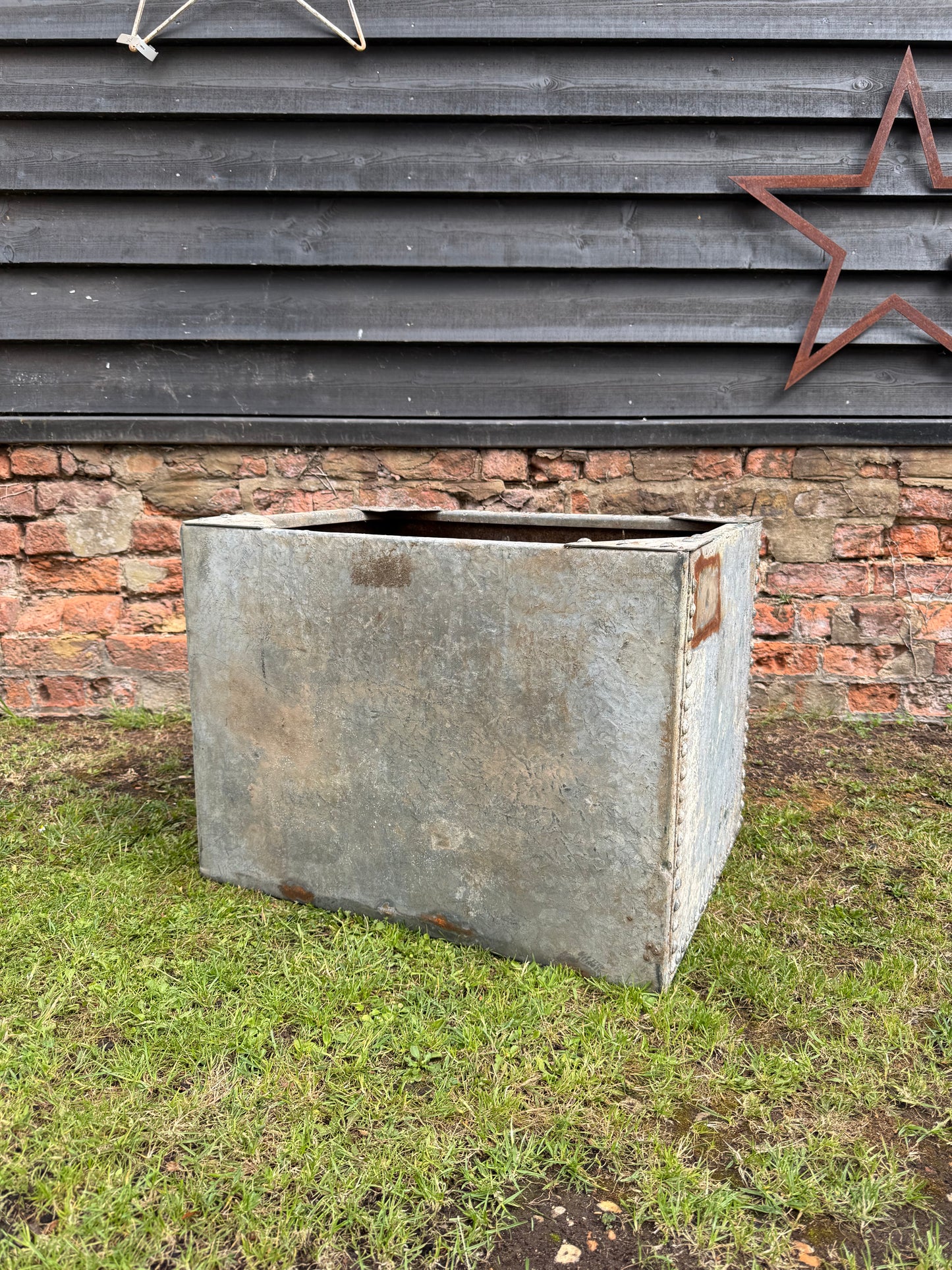 Riveted Galvanised Trough Planter /  Raised Flower Bed Plant Olive Tree Pot (T1