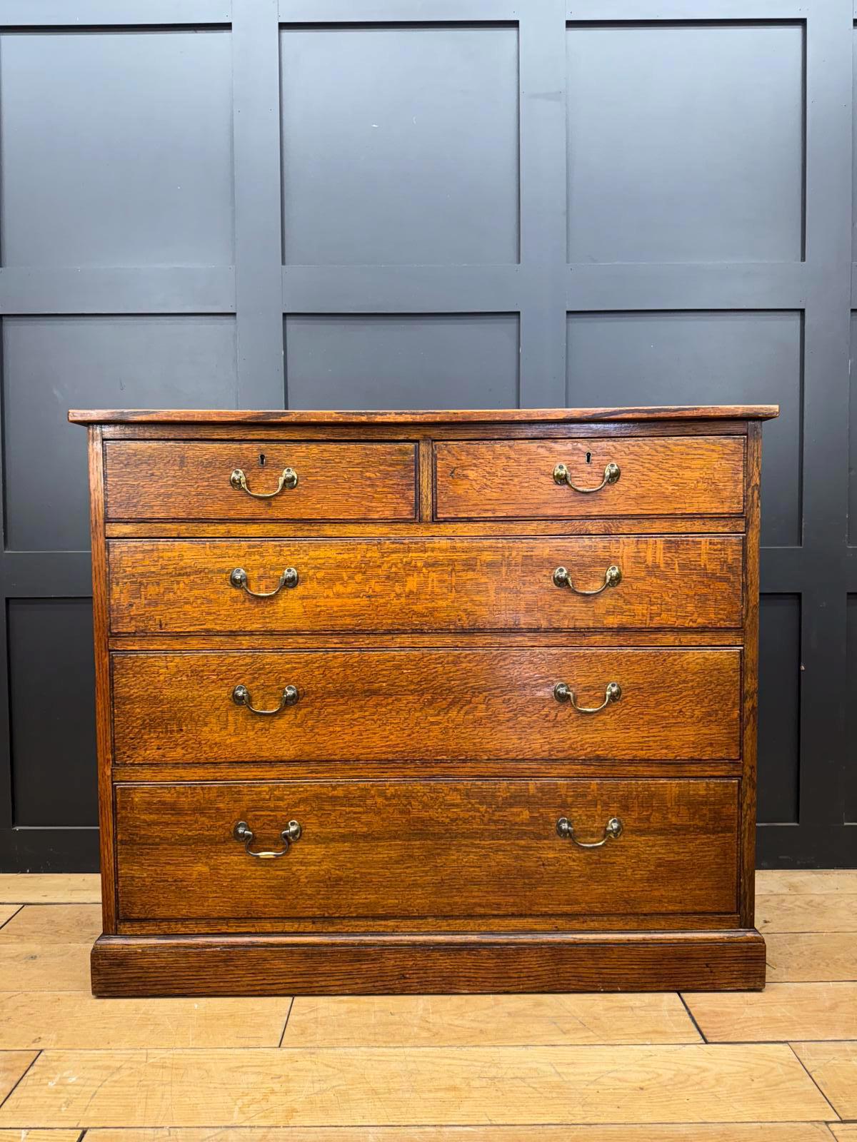 Waring & Gillows Solid Oak Chest of Drawers – Antique Bedroom Storage