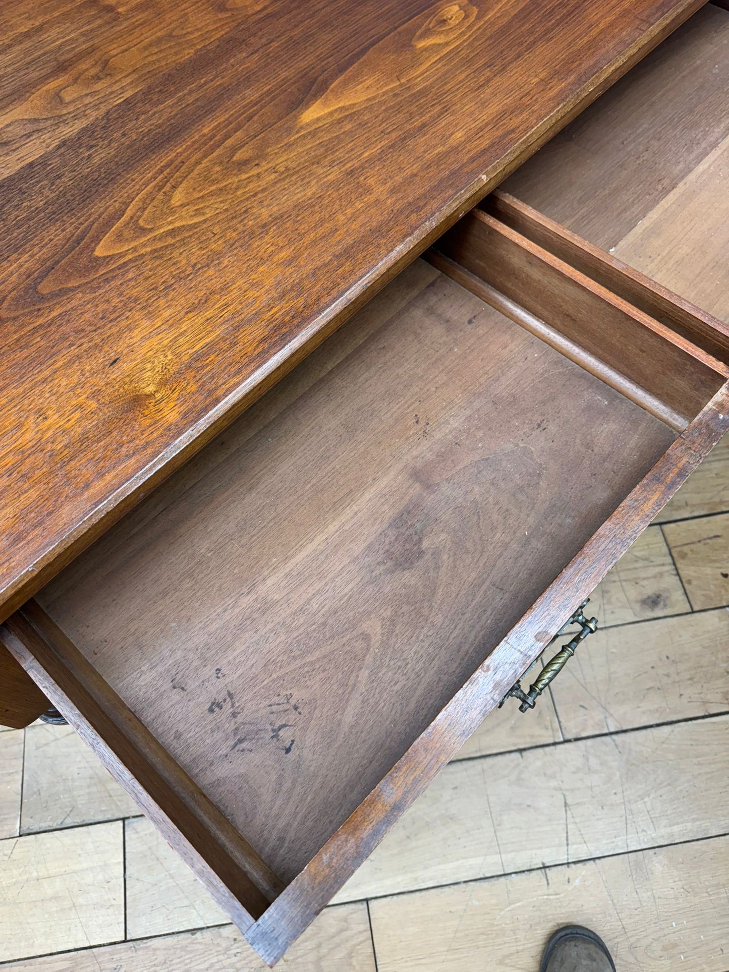 Victorian Walnut Console Side Hall Writing Desk Sofa Table 2 Drawer Antique