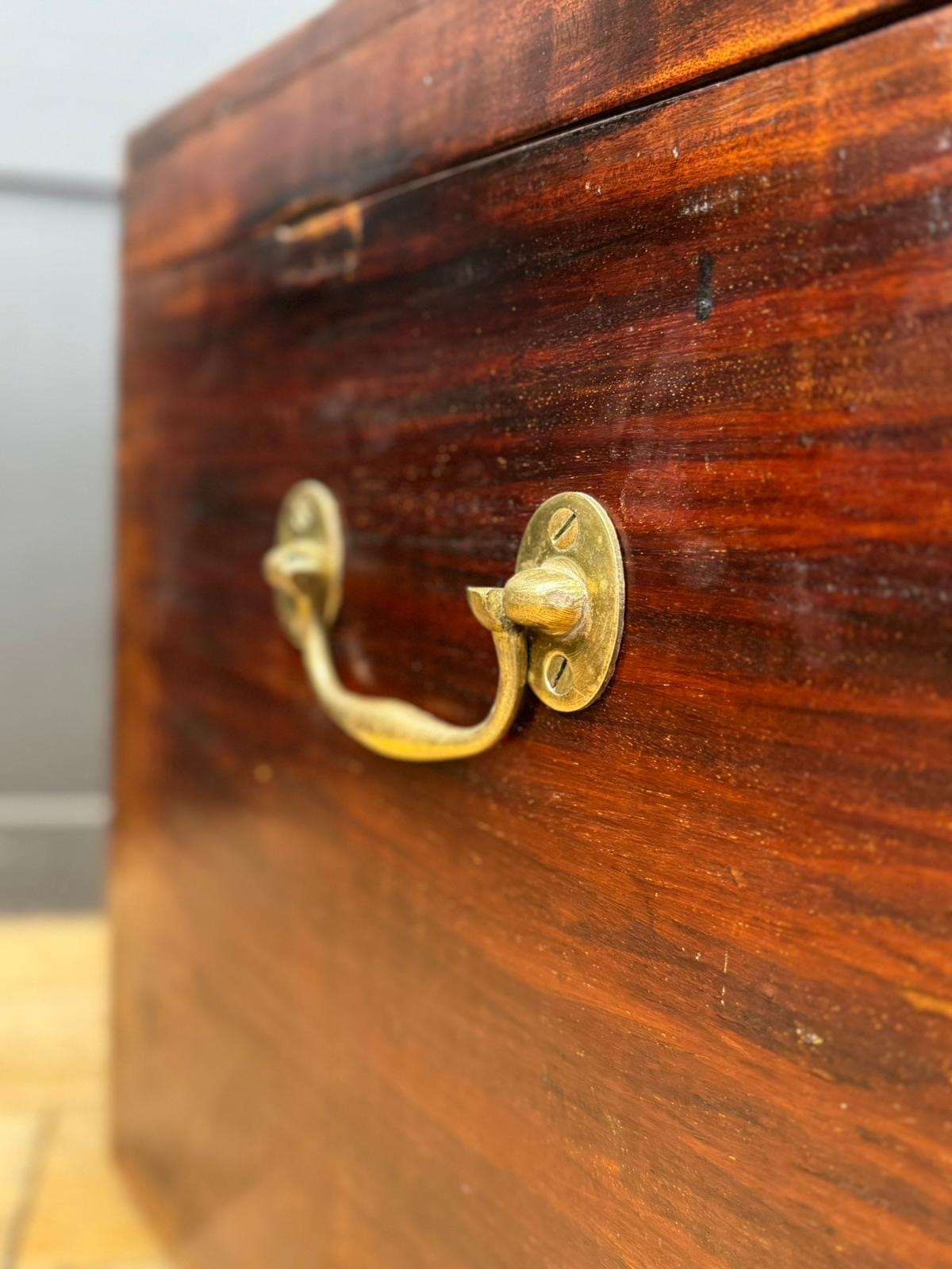 Antique Mahogany Blanket Chest Coffee Table Storage Box Trunk