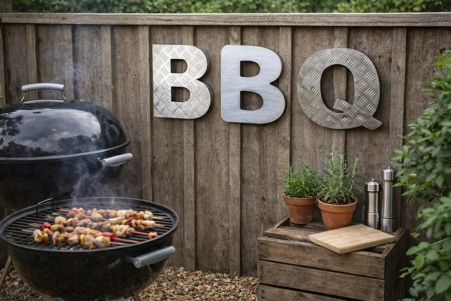 BBQ Steel Lettering 12 inch RUSTIC WAREHOUSE NORFOLK