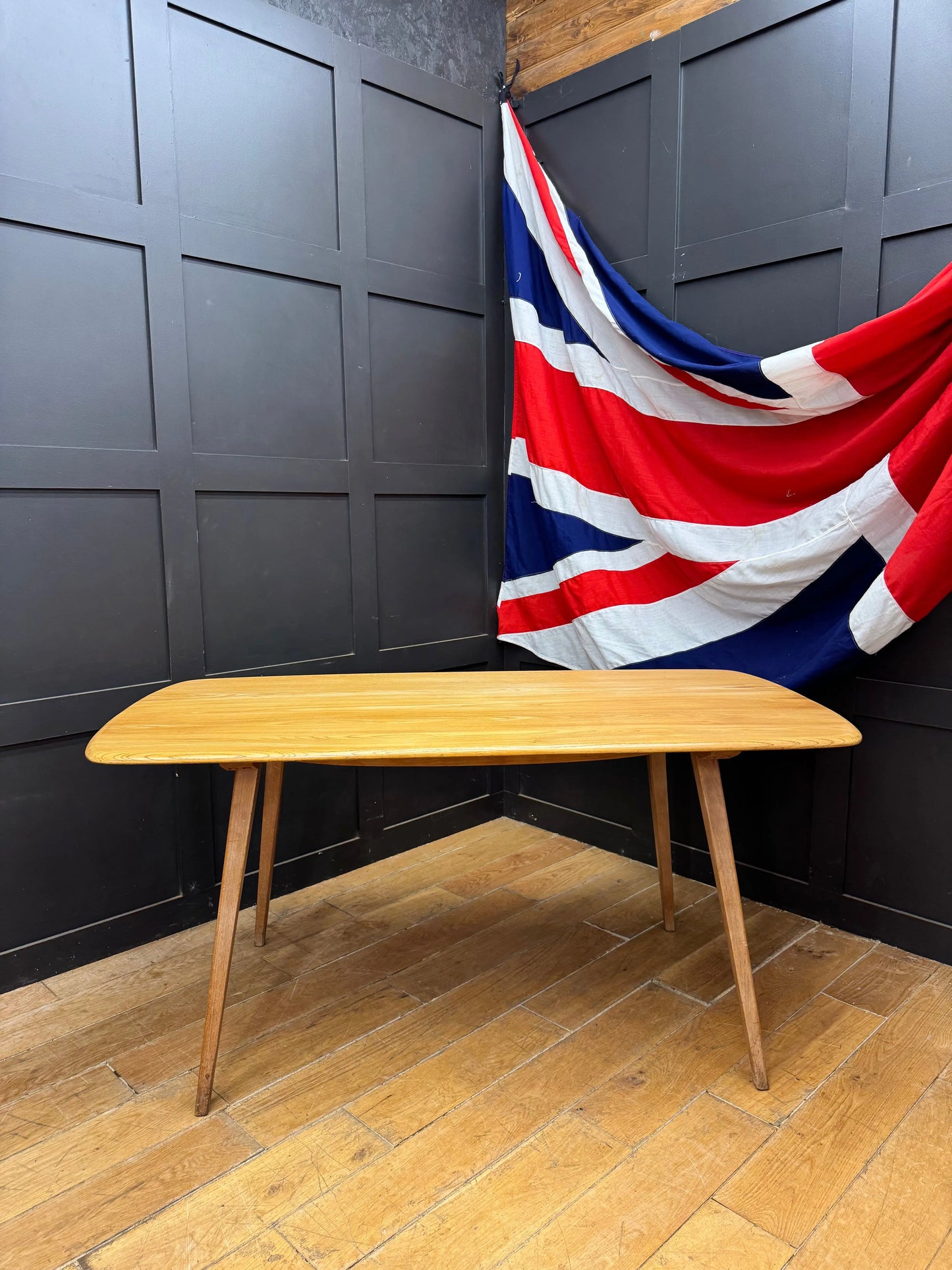 Vintage Ercol Plank Table Retro Kitchen Dining Table Blonde Elm Mid Century