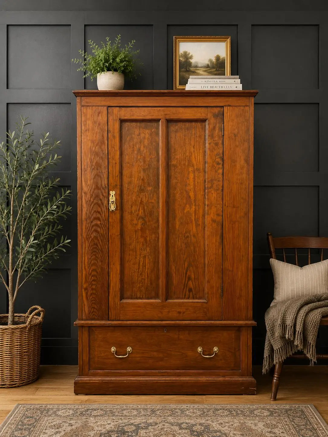 Antique Pitch Pine Single Wardrobe Bedroom Storage Cupboard Drawer RUSTIC WAREHOUSE NORFOLK