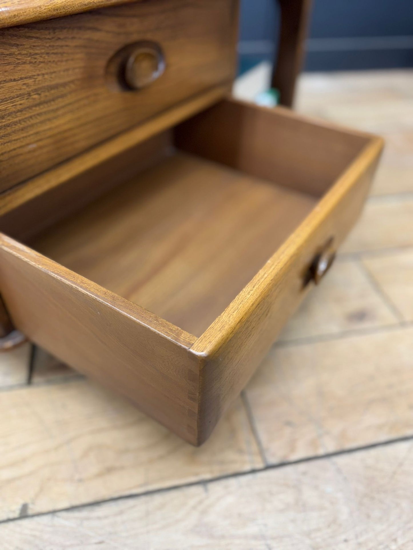 Vintage Ercol Pandora Coffee Table on Castors – 2 Drawers, Mid-Century Design
