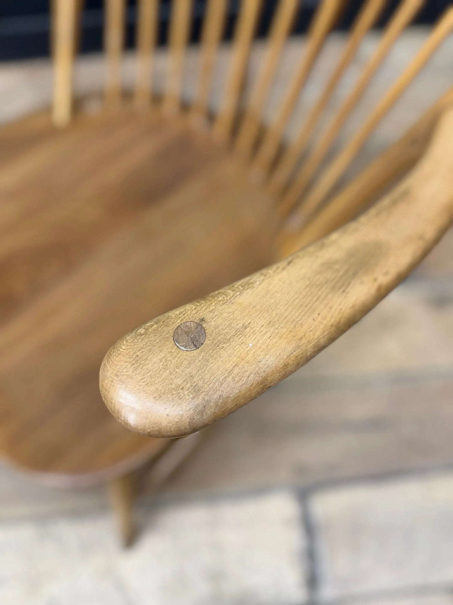 Vintage Ercol 317 Grandfather Chair Mid Century Retro Elm Windsor Armchair