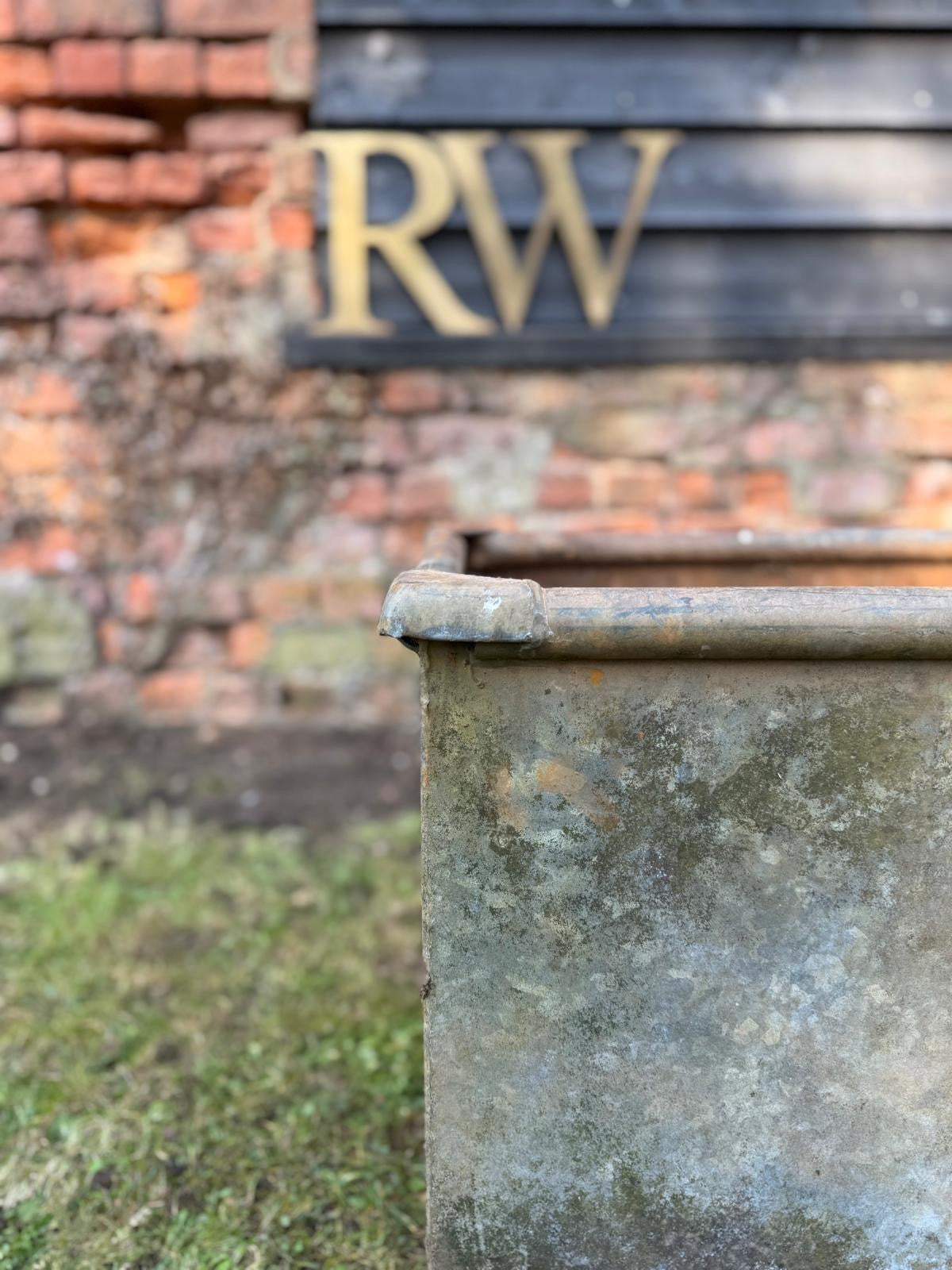 Vintage Galvanised Trough Planter /  Raised Bed Plant Tree Shrub Herb Pot AA