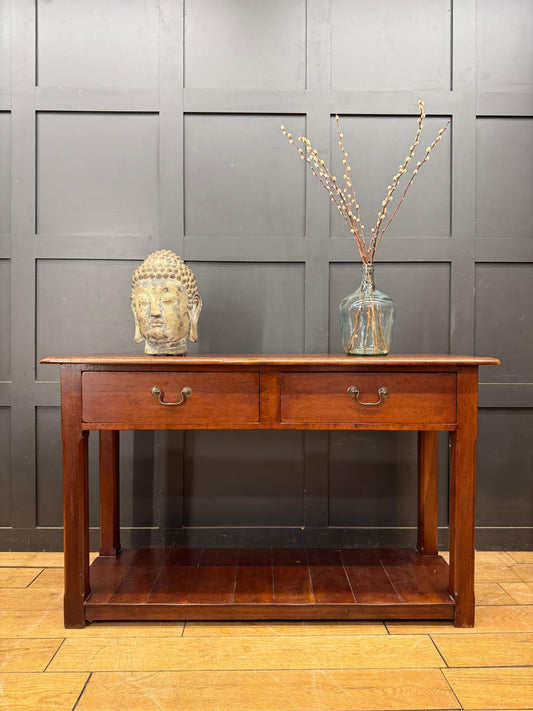 Antique Cherry Wood Dresser Base Console Sideboard Table 2 Drawer Pot Board
