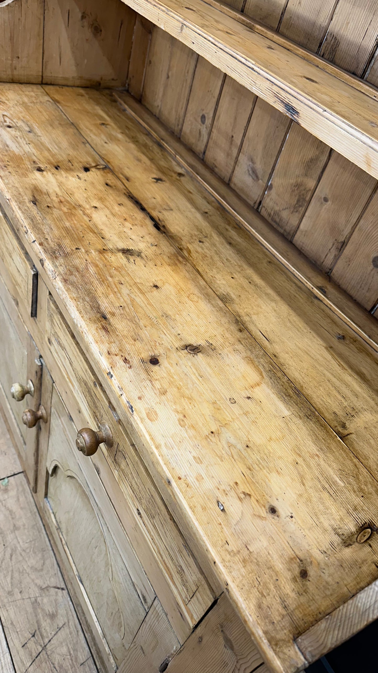 Antique Pine Dresser / Victorian Kitchen Pantry / Farmhouse Display Cabinet