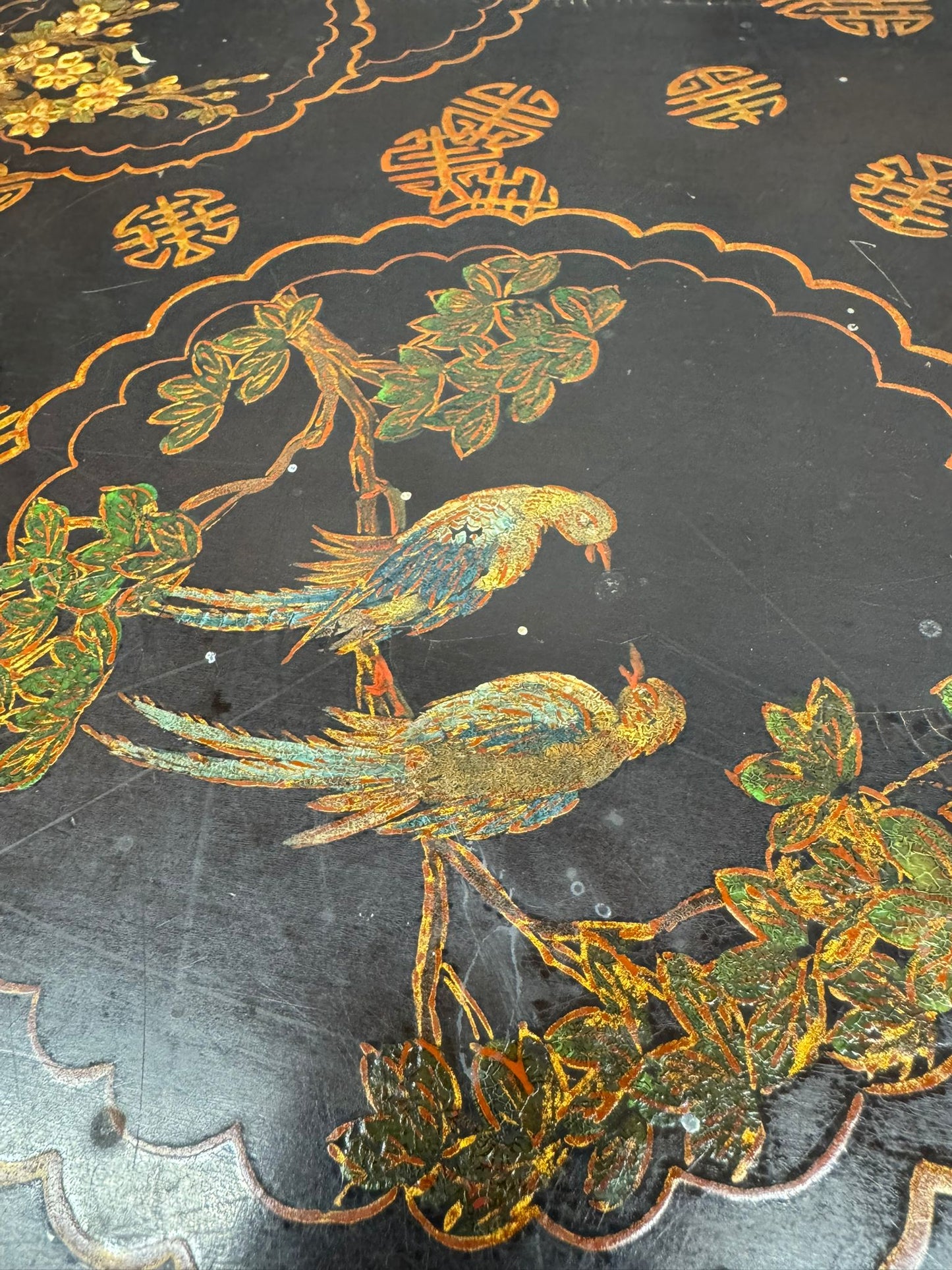 Chinese Black Lacquer Kang Coffee Table Low Oriental Table 110cm