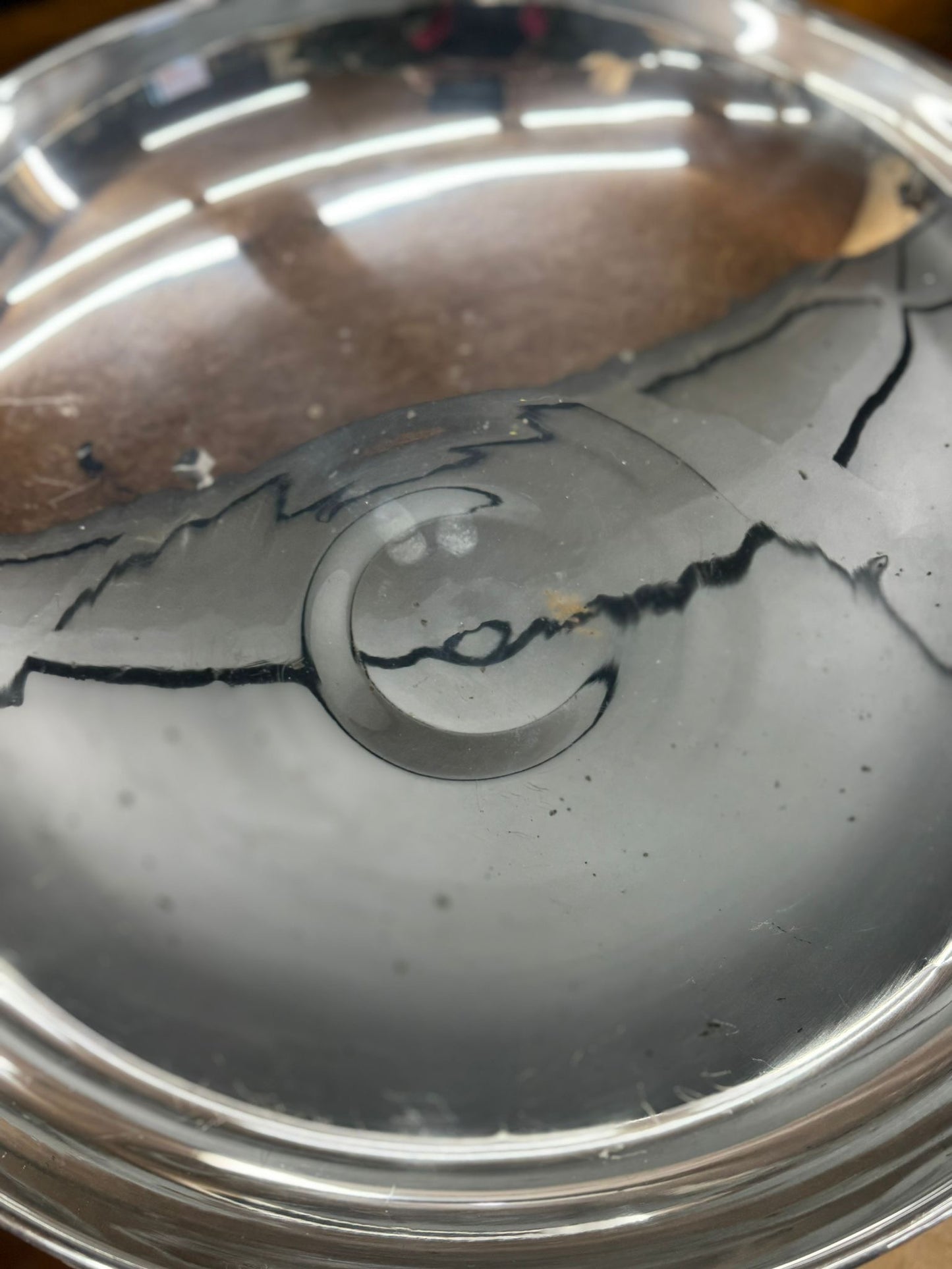 Large Polished Metal Punch Bowl on Pedestal – Barware / Party Decor