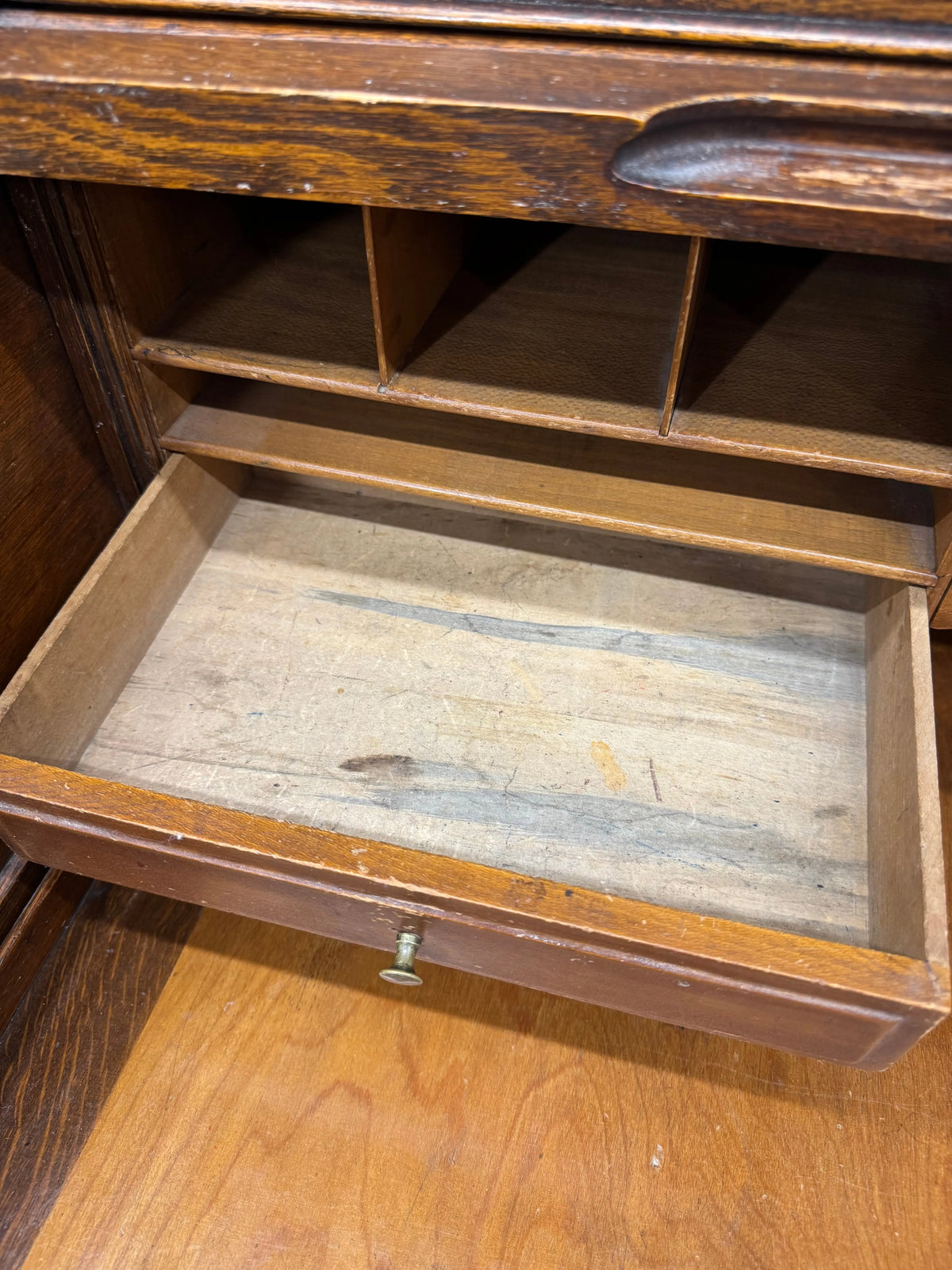 Antique Oak Roll Top Desk Office Furniture Pedestal Tambour c.1900 Edwardian