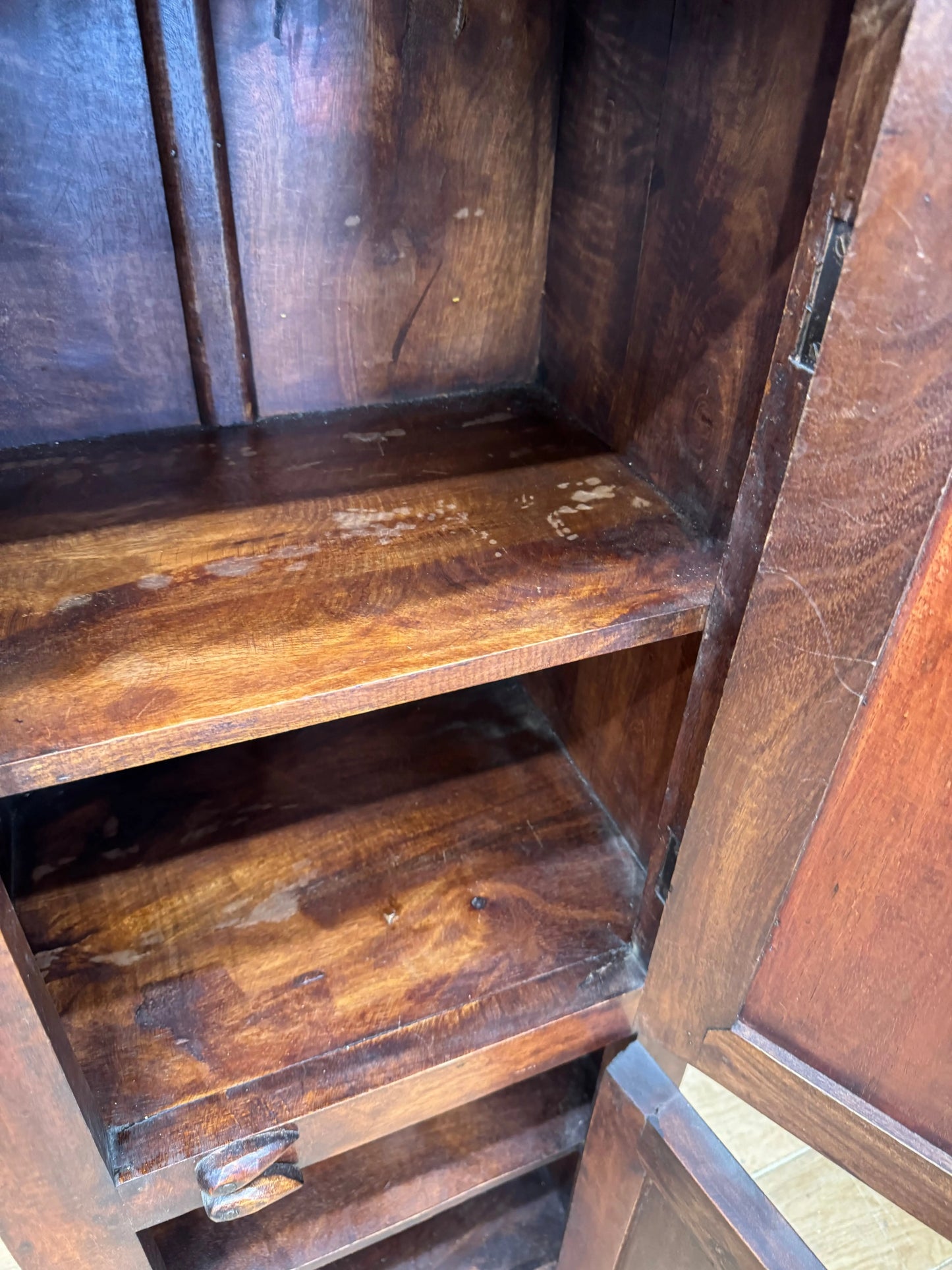 Vintage Indian Style Cupboard Carved Hardwood Storage Cabinet Hallway Bedroom