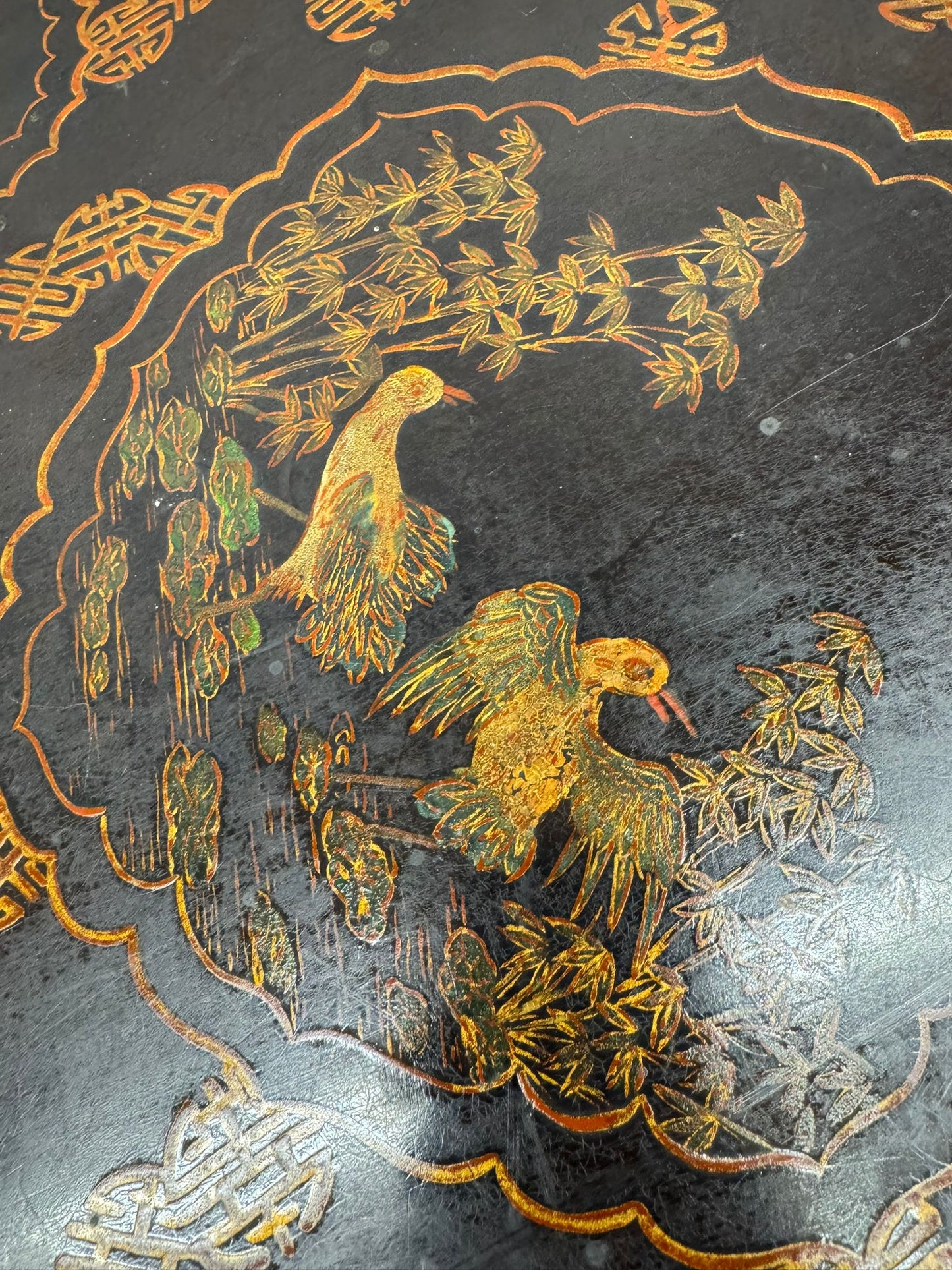 Chinese Black Lacquer Kang Coffee Table Low Oriental Table 110cm