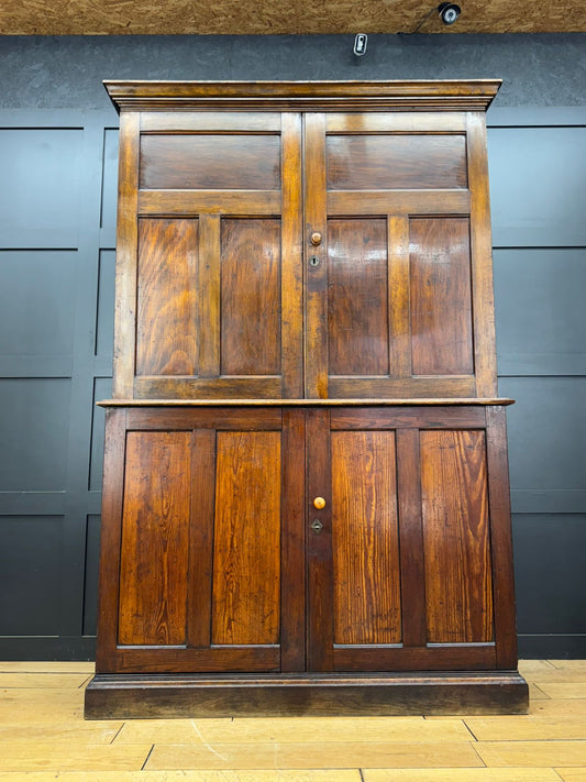Antique Pitch Pine Housekeeper’s School Cupboard – Pantry Larder Linen Cupboard